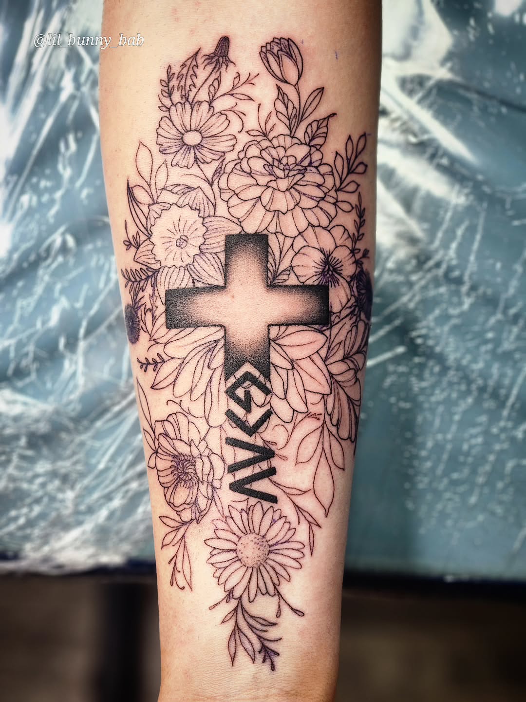 Tattoo by @lil_bunny_bab — black_and_grey
