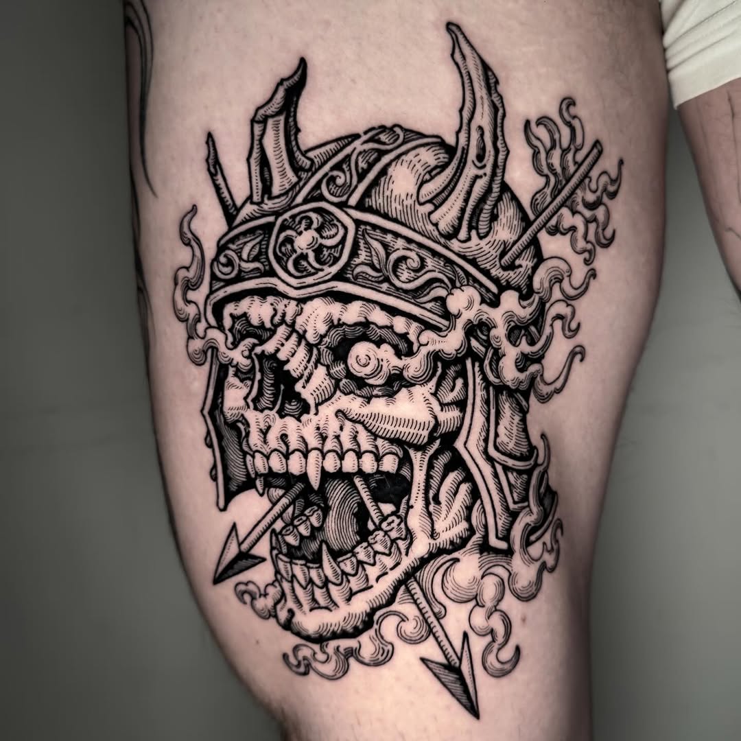 Tattoo by @dokk_vintage — blackwork, illustrative