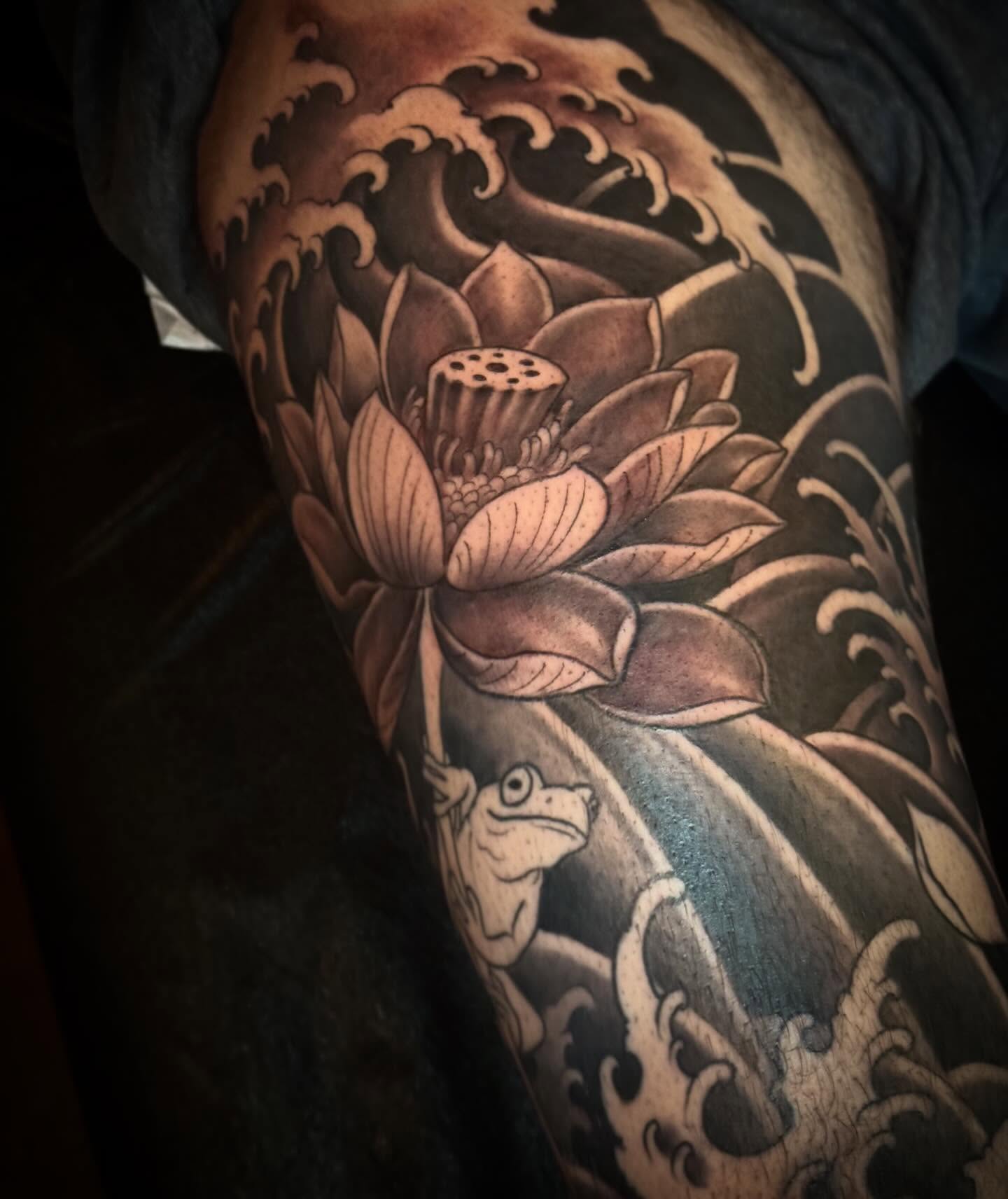 Tattoo by @dominicholmes_art — japanese_irezumi, black_and_grey
