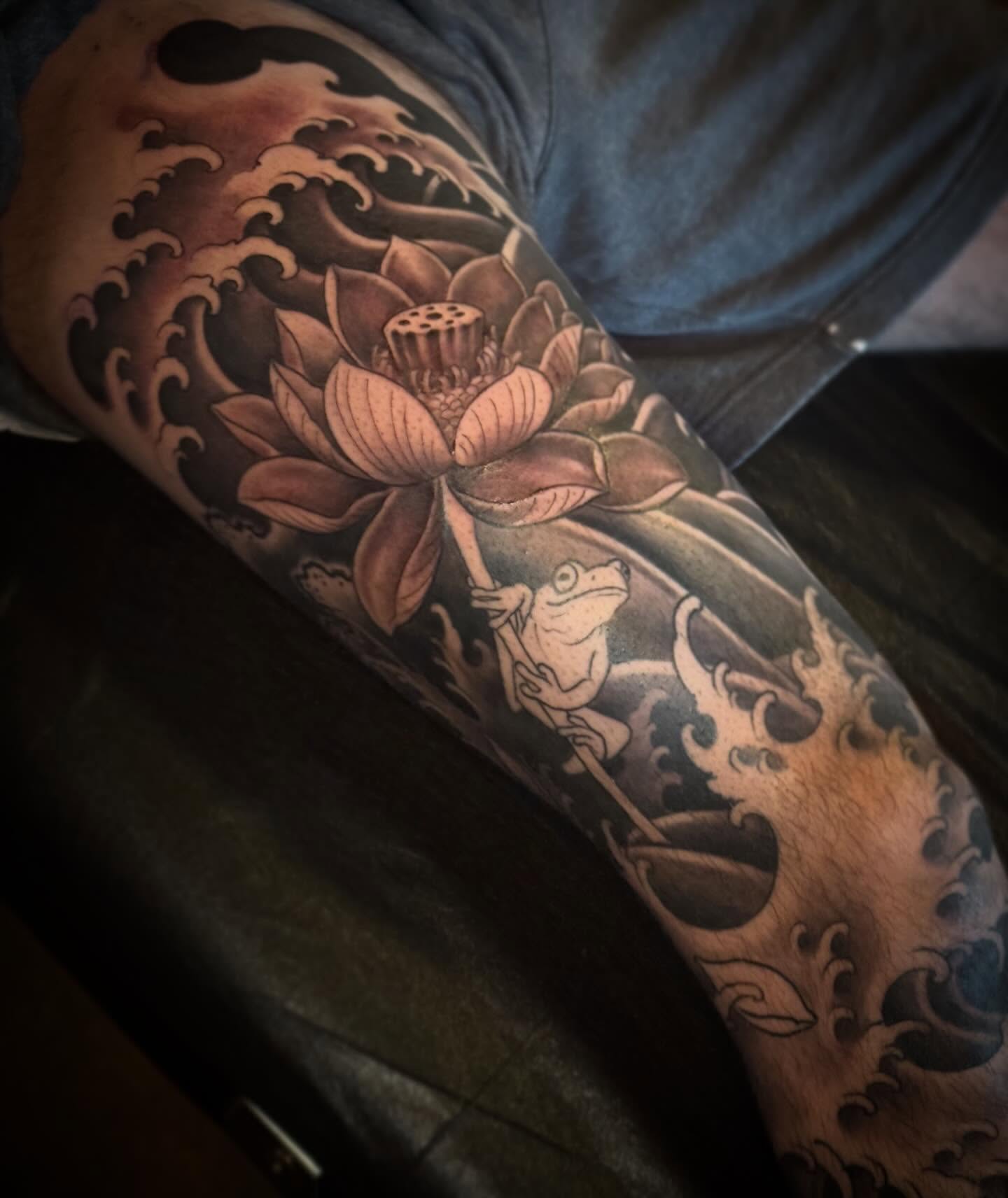 Tattoo by @dominicholmes_art — japanese_irezumi, black_and_grey