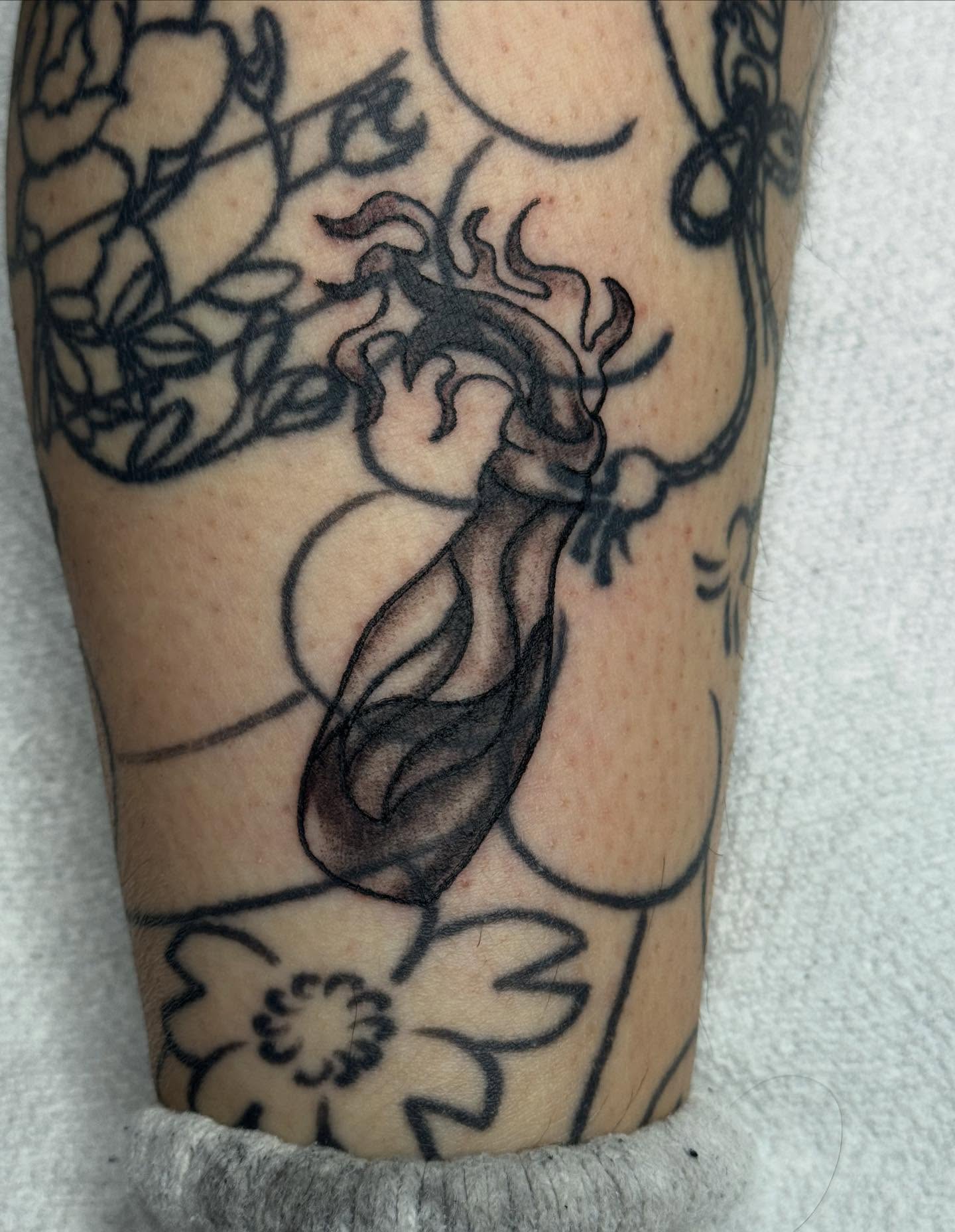 Woman dancing black and grey tattoo on the forearm by 🌛 𐌀𐌋𐌄𐋄𐌉𐌔 🌜