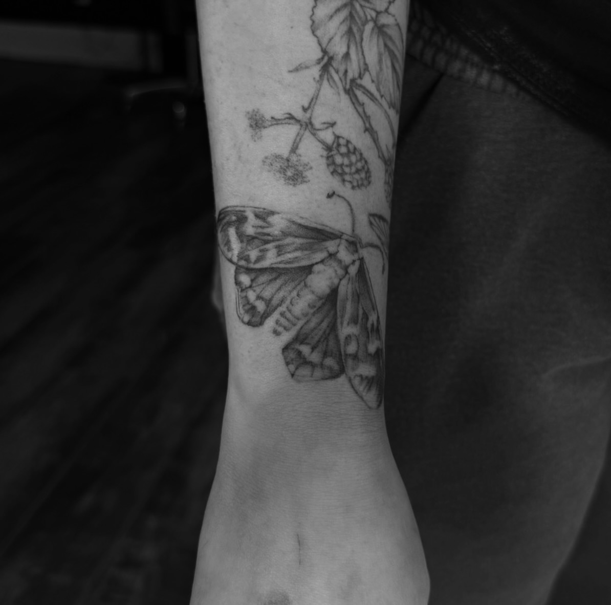 Butterfly realism tattoo on the forearm by chloe🗡️🖤🦇🩸