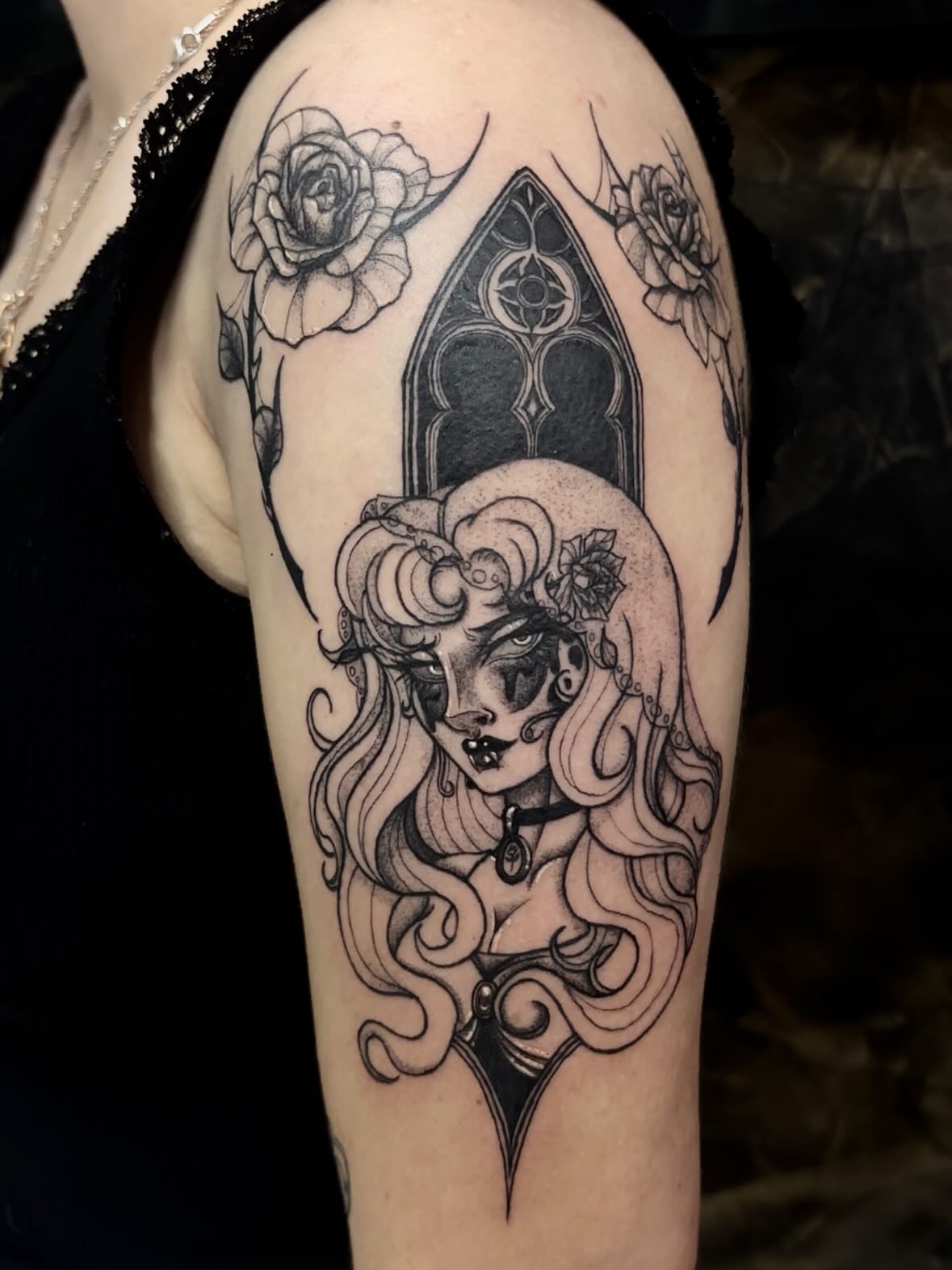 Tattoo by @inkkate_ — black_and_grey, dark_realism
