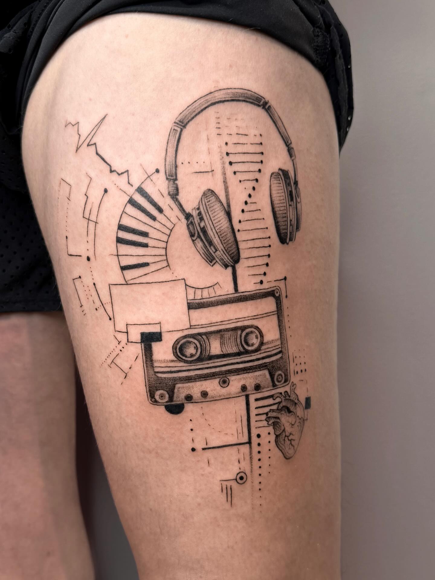 Tattoo by @slaubcreation — black_and_grey, geometric