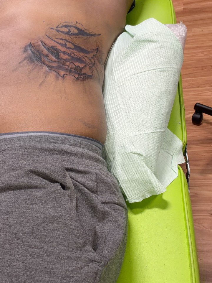 Eye realism tattoo on the chest by Ms Thick