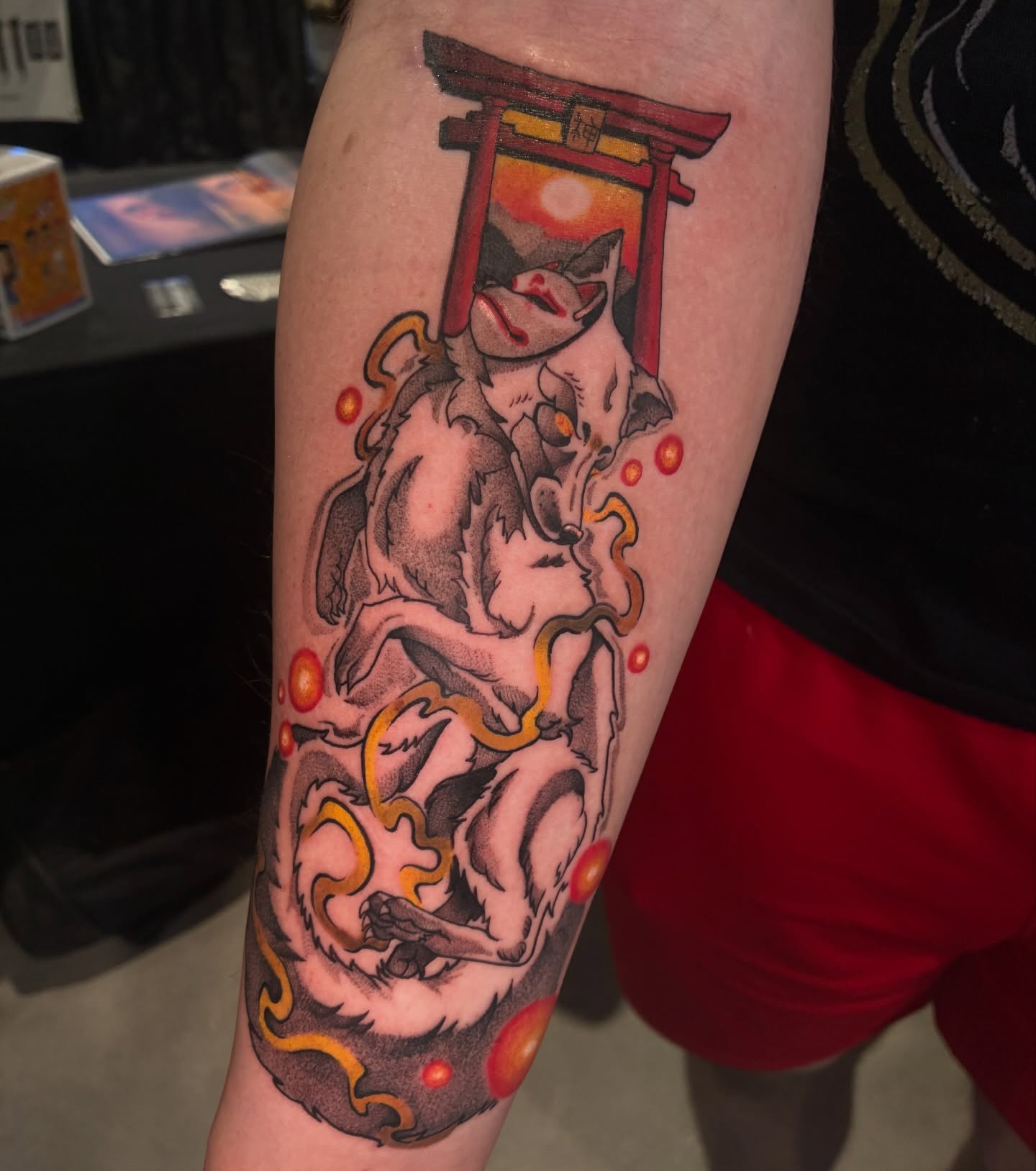 Fox and torii gate japanese irezumi tattoo on the forearm by Colton🎨