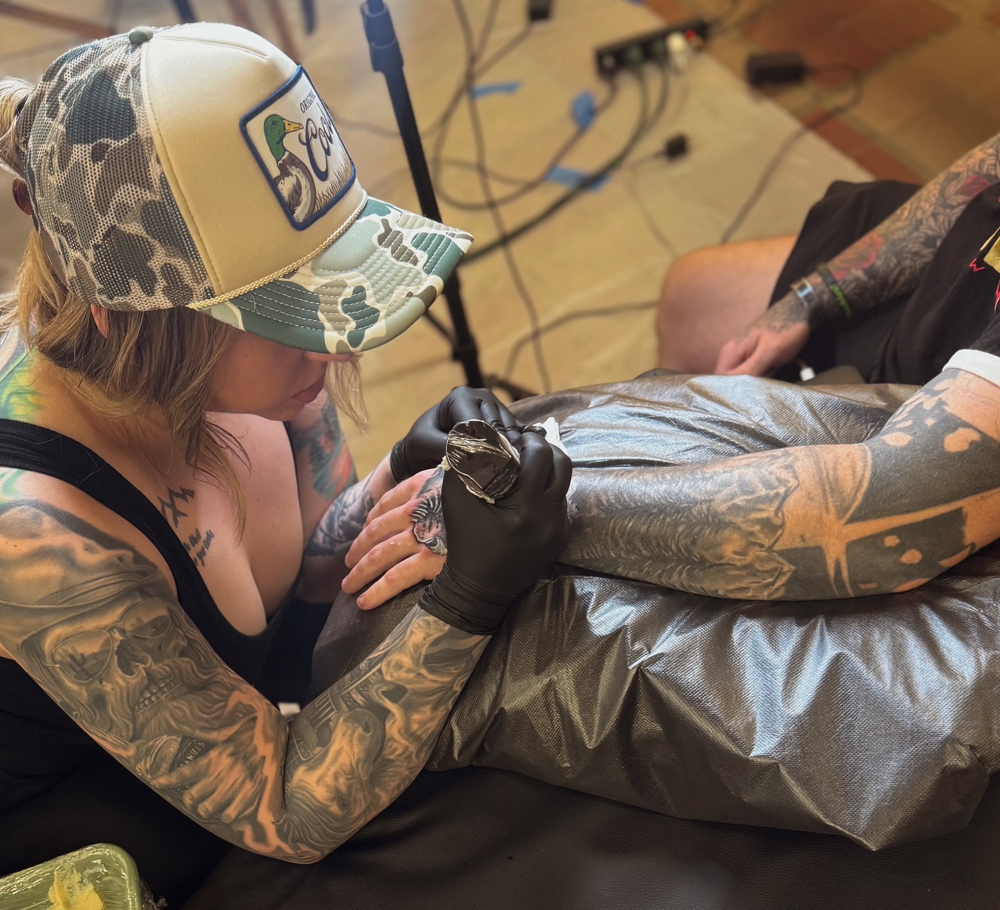Leg tattoo black and grey tattoo on the leg by Breanna Werner