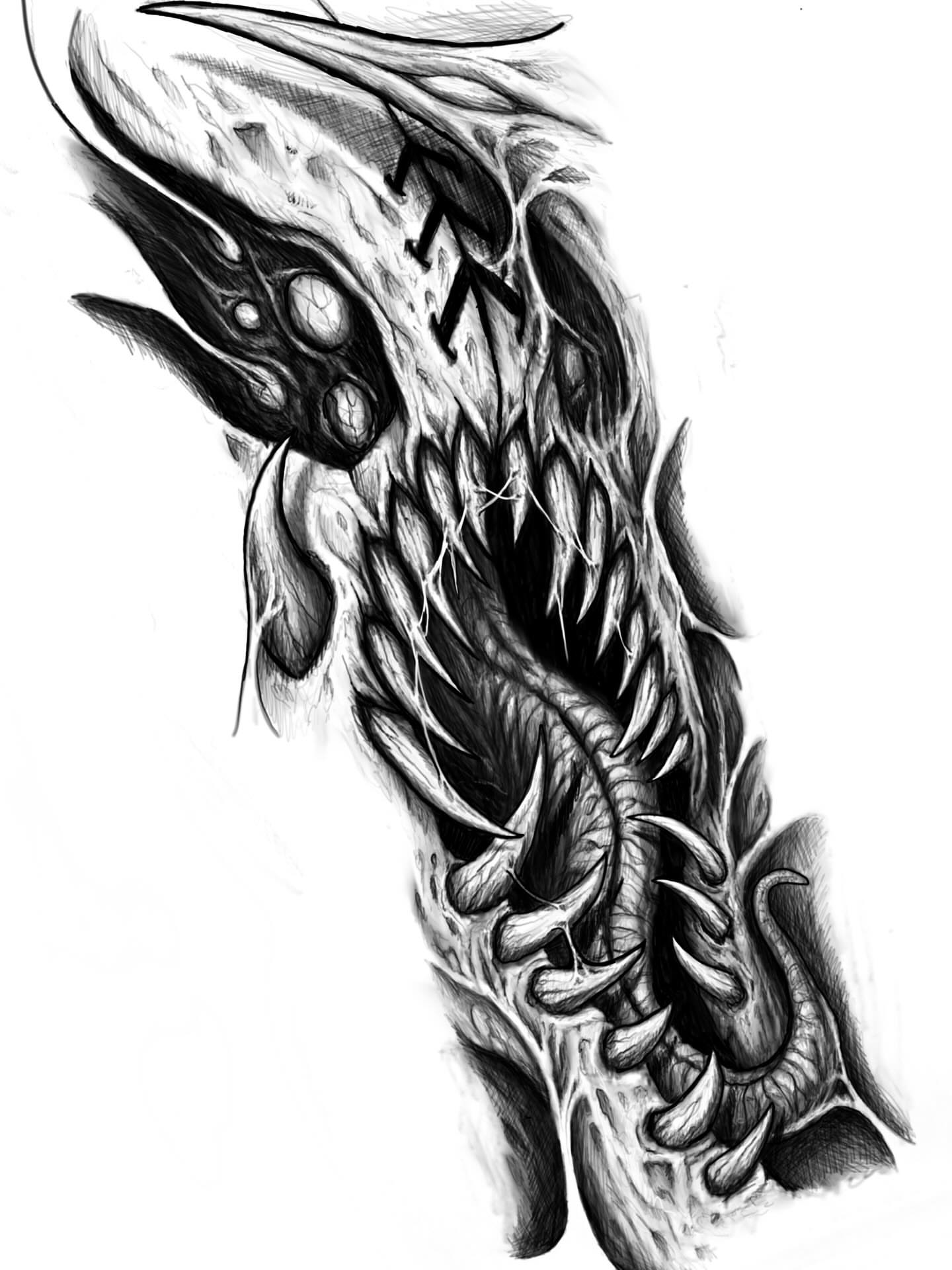 Tattoo by @necronomiconnor — dark_realism, black_and_grey