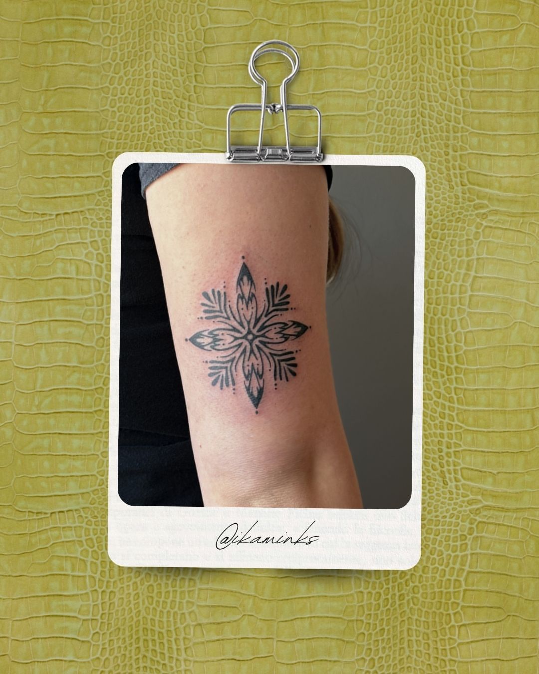 Snowflake geometric tattoo on the forearm by Bella - Austin Tattoo Artist ₓ˚. ୭