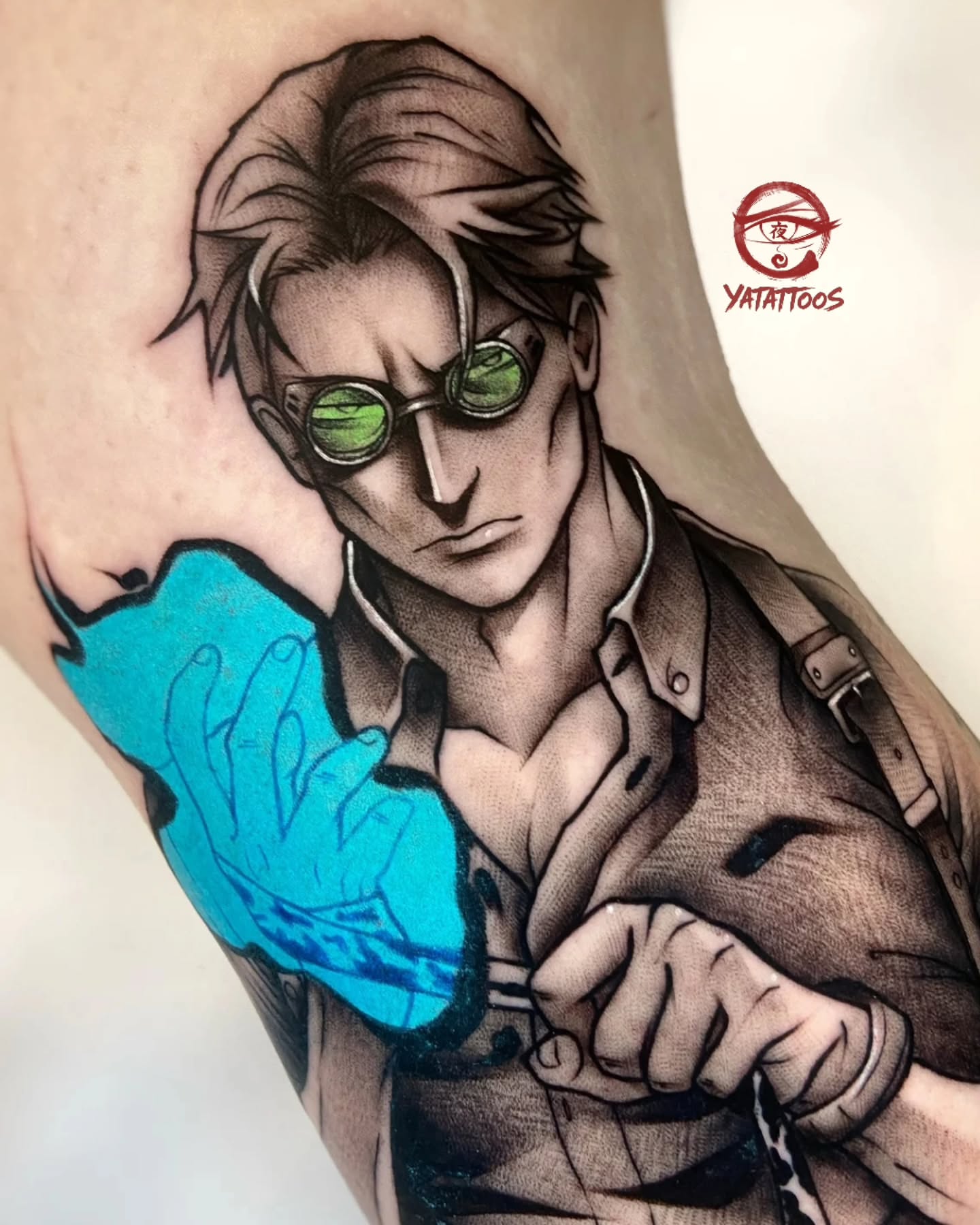 Anime character anime tattoo on the forearm by Yasmin Almeida