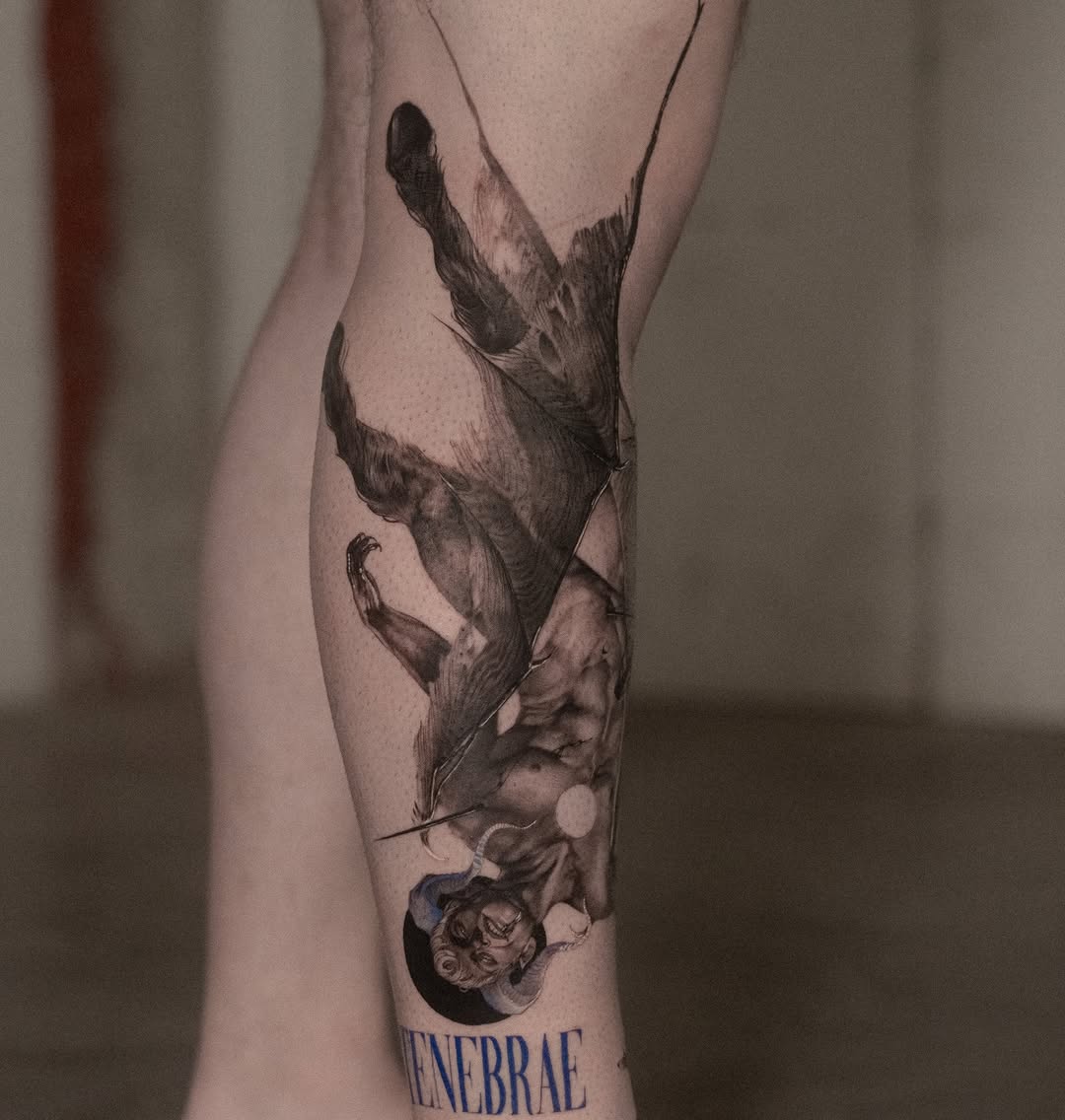 Tattoo by @lejobravo — dark_realism, black_and_grey