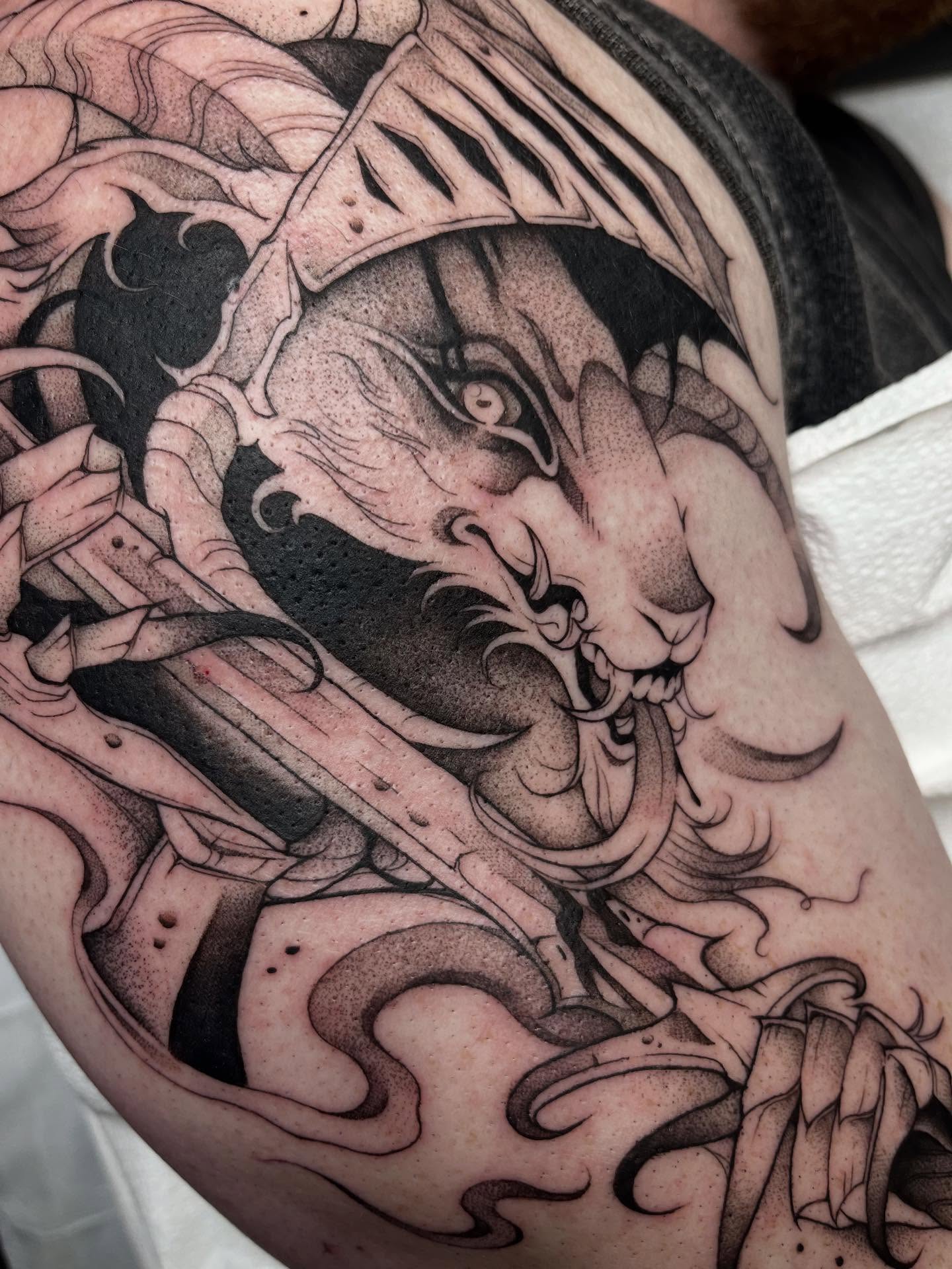 Tattoo by @apriljaytattoo — black_and_grey, realism