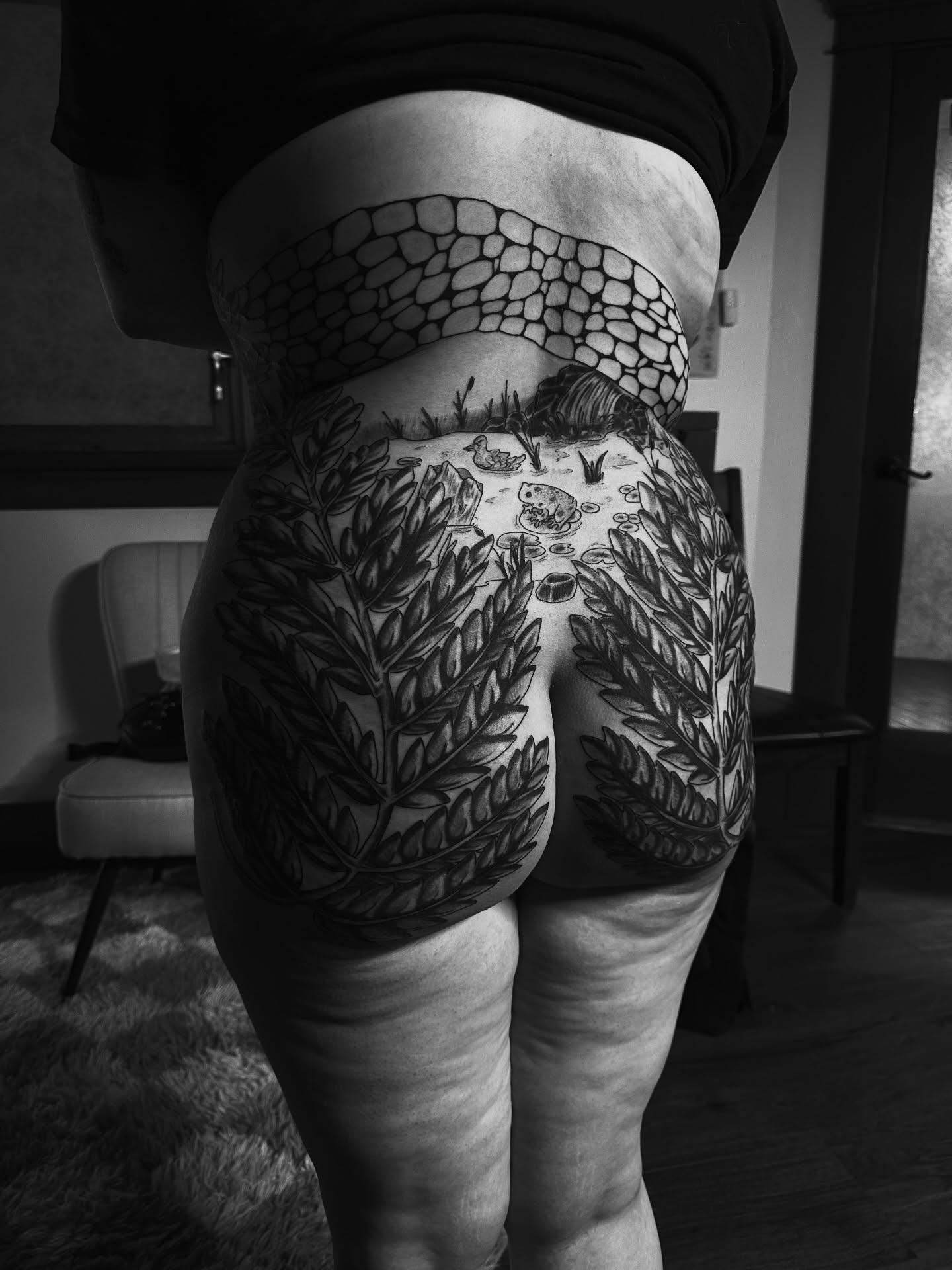 Forest scene realism tattoo on the thigh by แดแด ๐ฎ๐ท ๐ฆ๐ซ