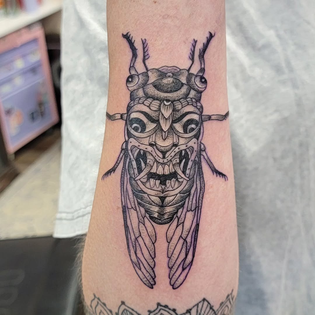 Tattoo by @hatchetfoot_art — black_and_grey, dark_realism
