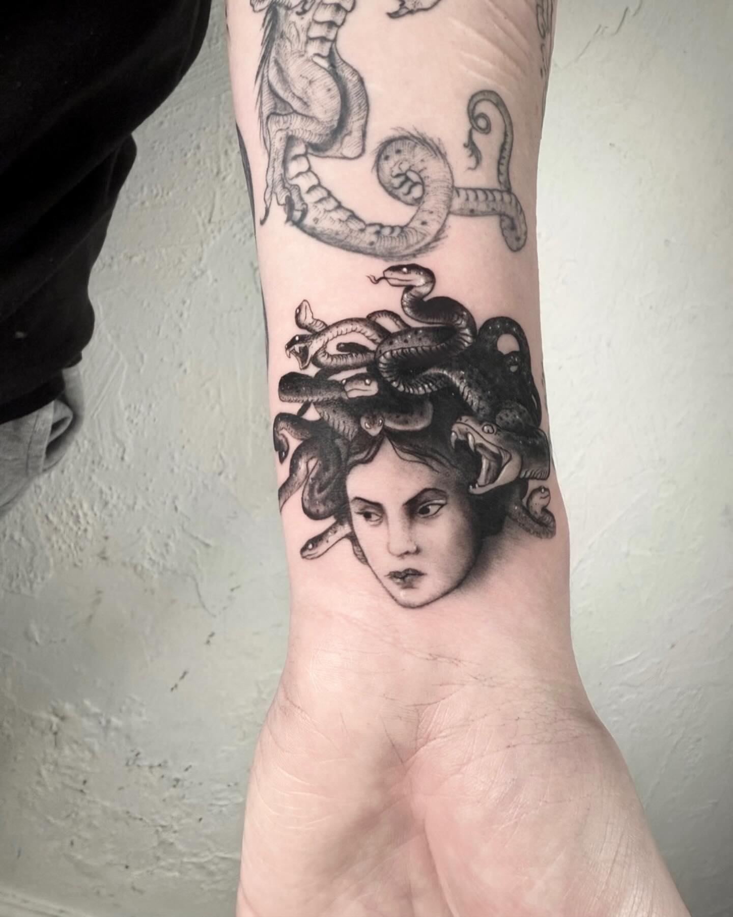 Tattoo by @rickyttattoo — black_and_grey, realism