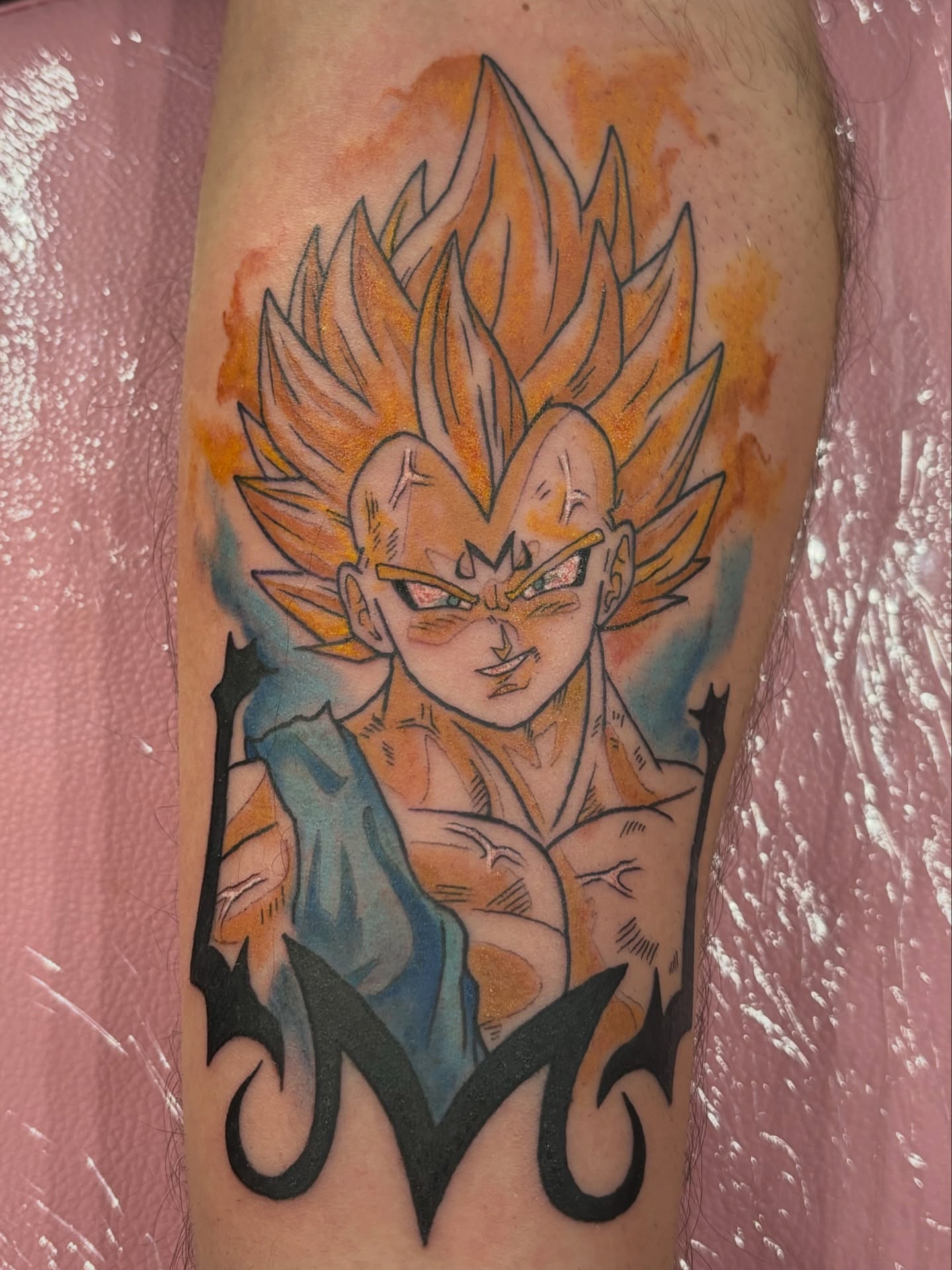 Super saiyan anime tattoo on the forearm by 🌸Mandy Blossoms🌸The Cosplaying Tattoo Artist🌸