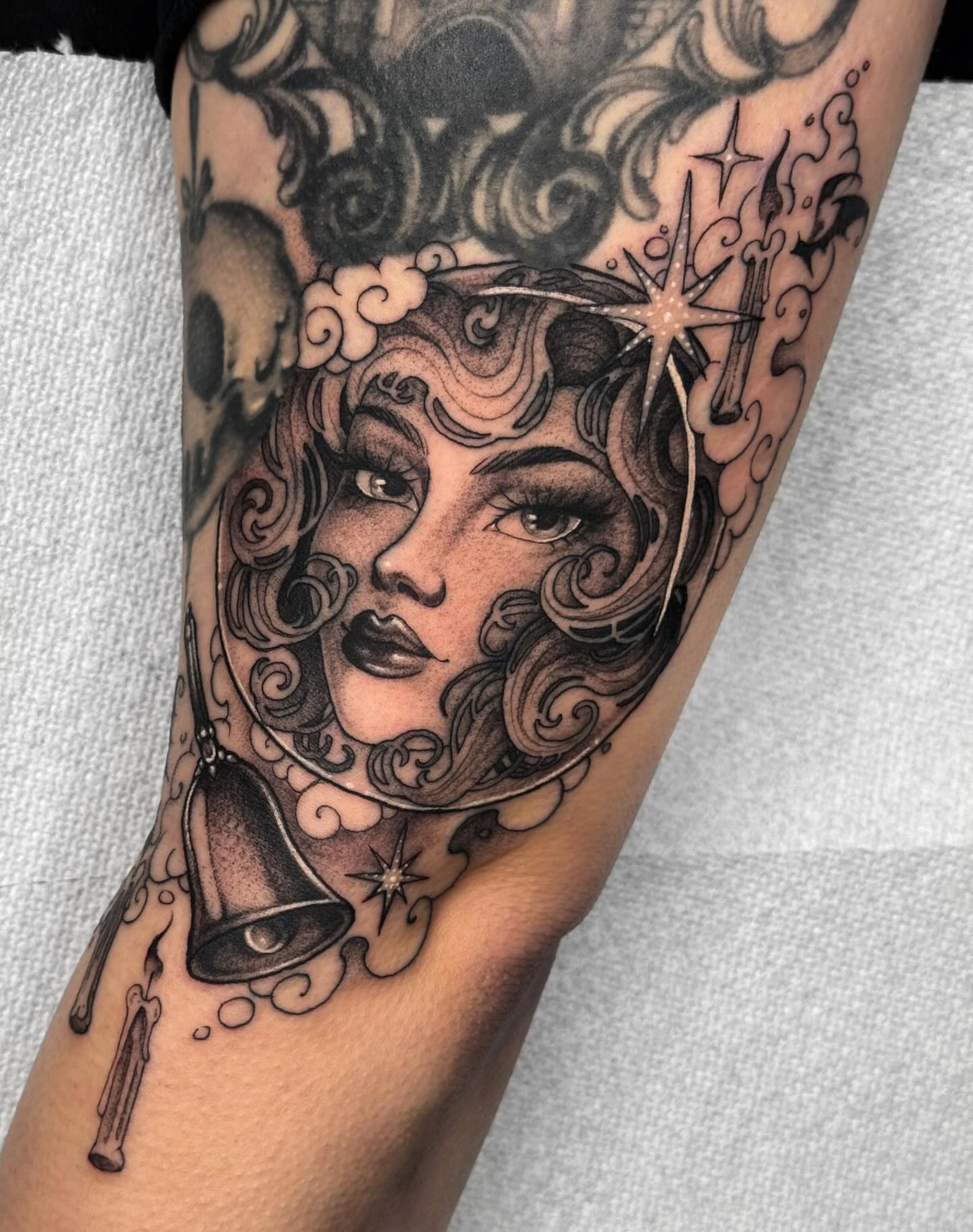 Woman's face realism tattoo on the forearm by ☠︎ Mikayla Benson  ☠︎