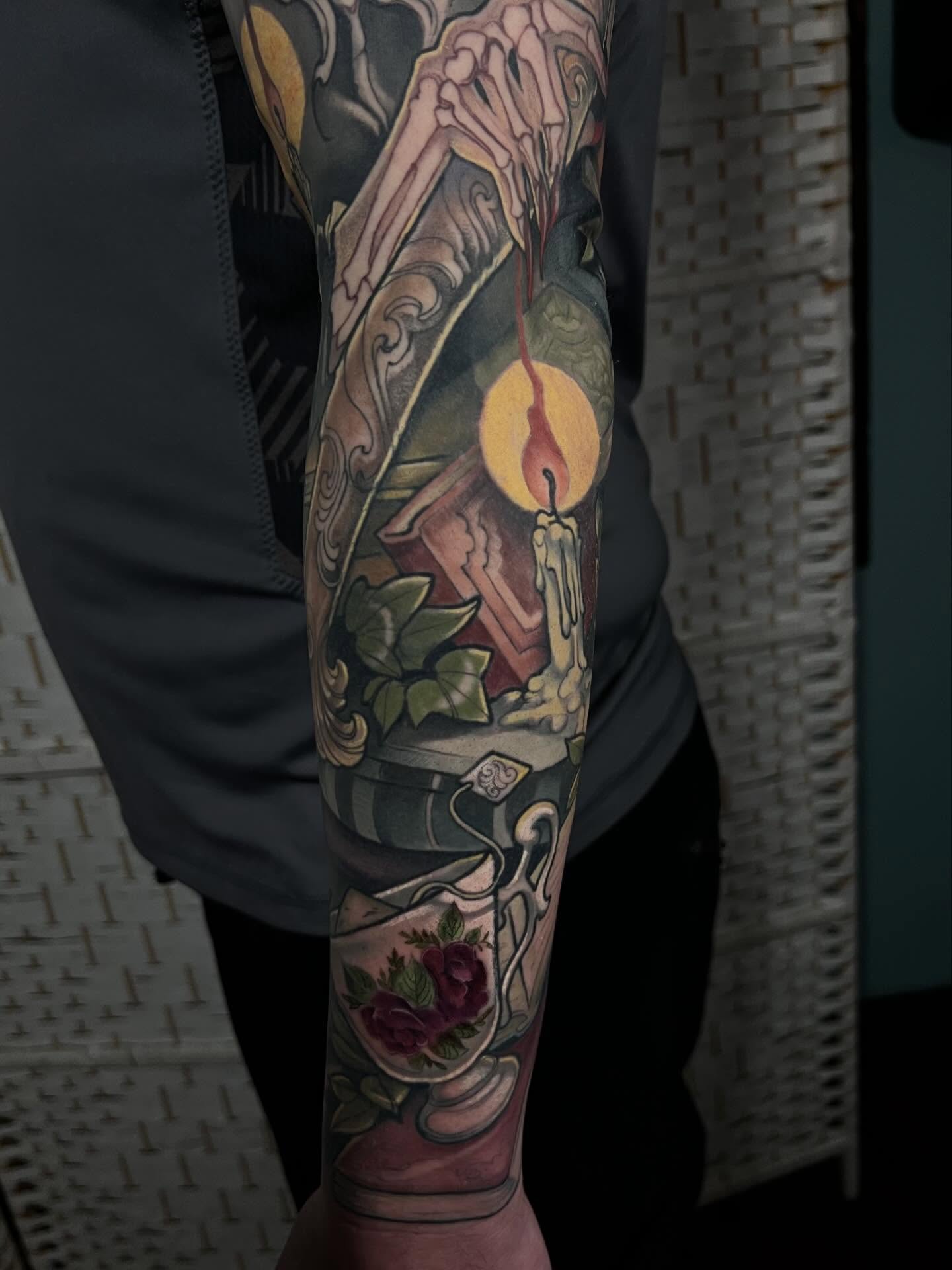 Tattoo by @scallywaggins — realism, dotwork