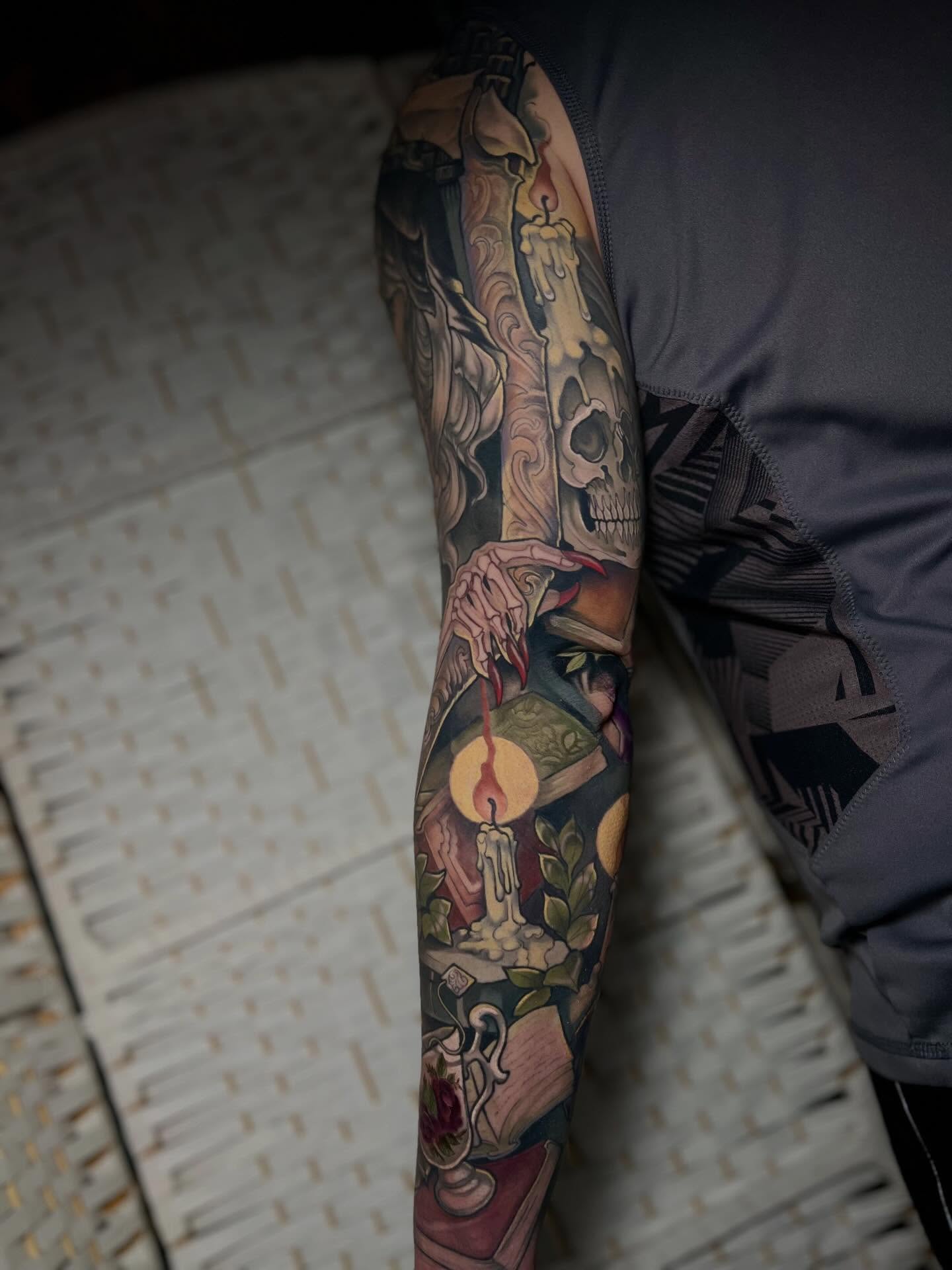 Tattoo by @scallywaggins — realism, dotwork