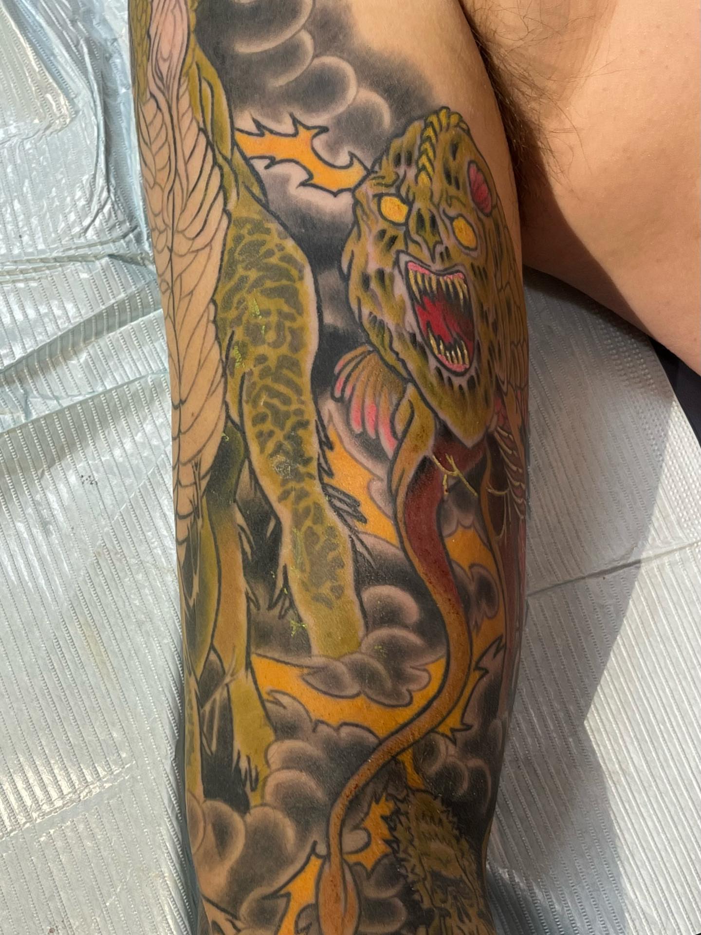 Serpent japanese irezumi tattoo on the forearm by TYP 419, Toledo, Ohio
