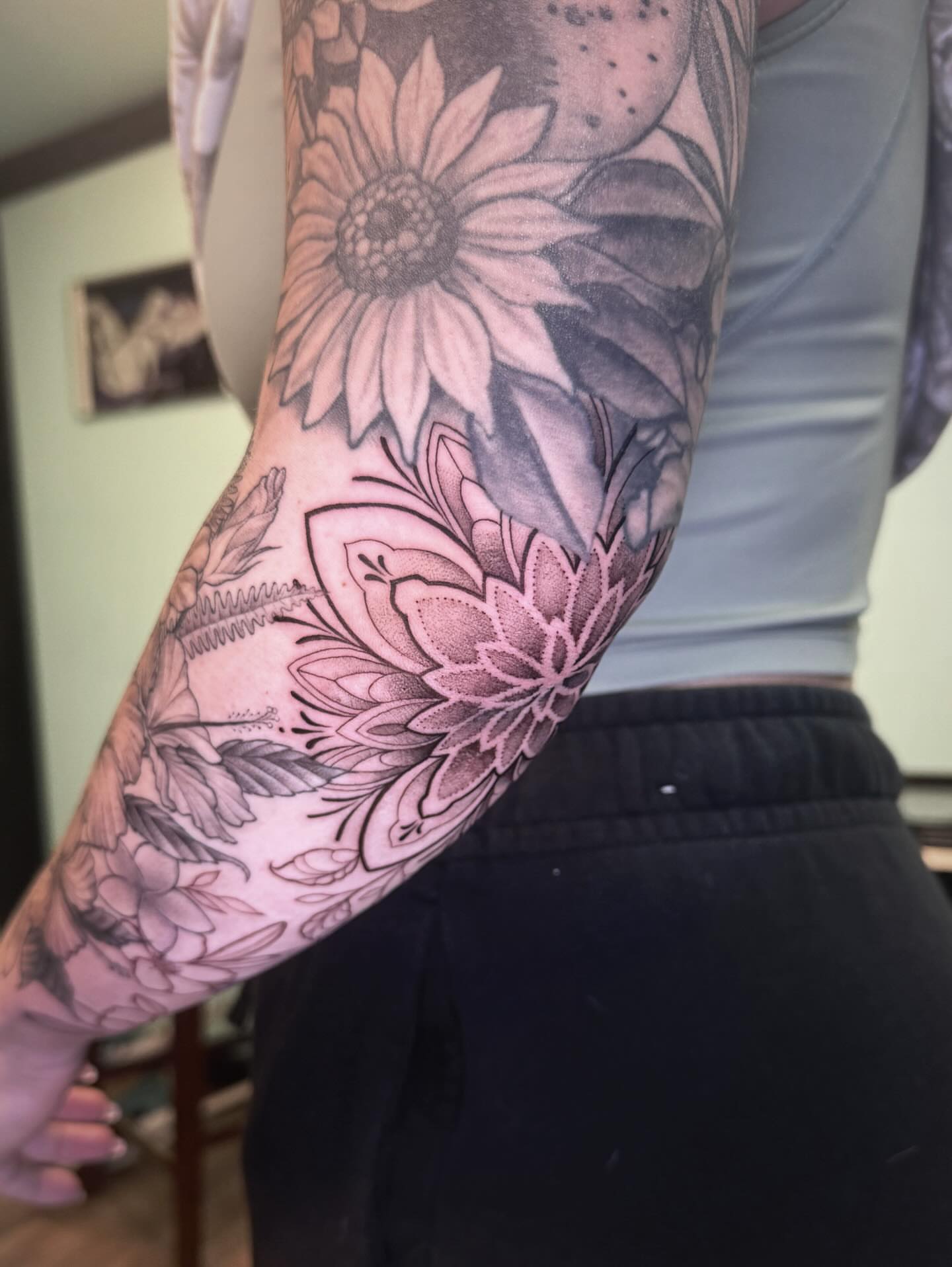 Tattoo by @audreymicheletattoos — dotwork, black_and_grey