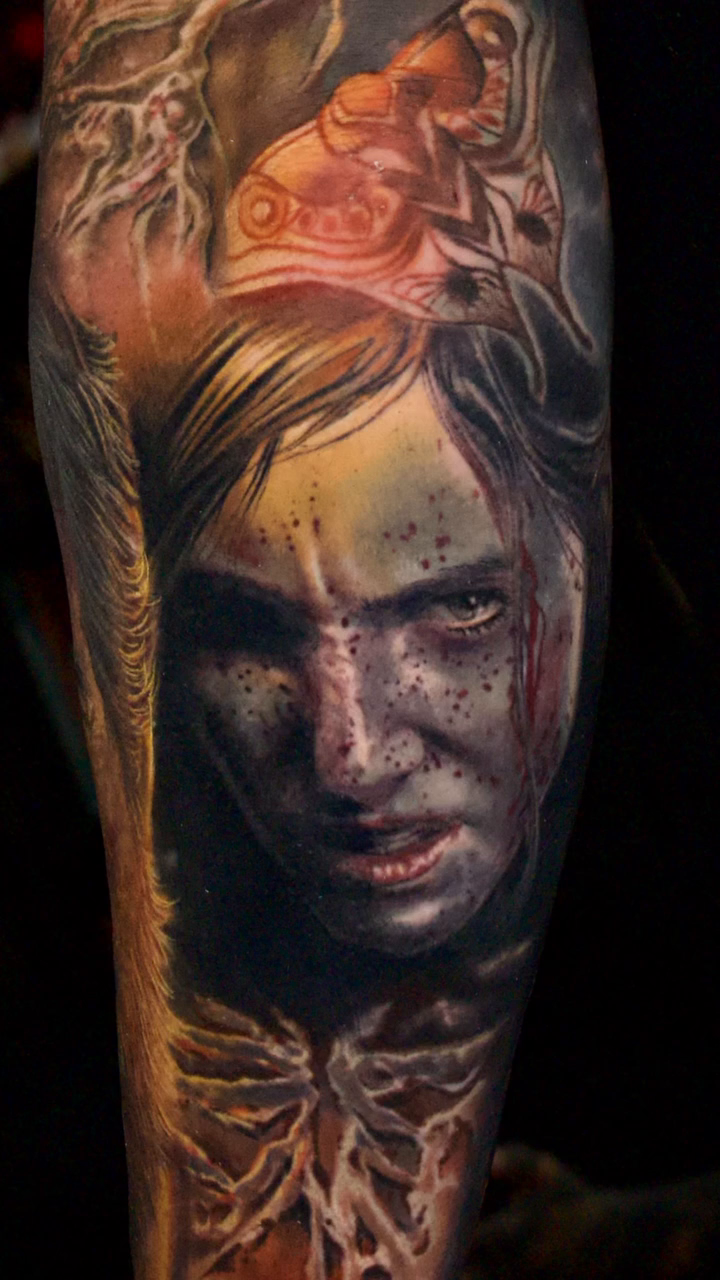 Characters from The Last of Us realism tattoo by Ben Ochoa
