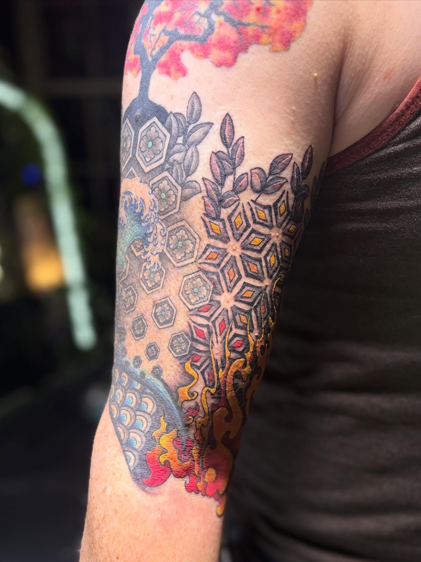 Geometric mandala geometric tattoo on the forearm by Olivia Buch