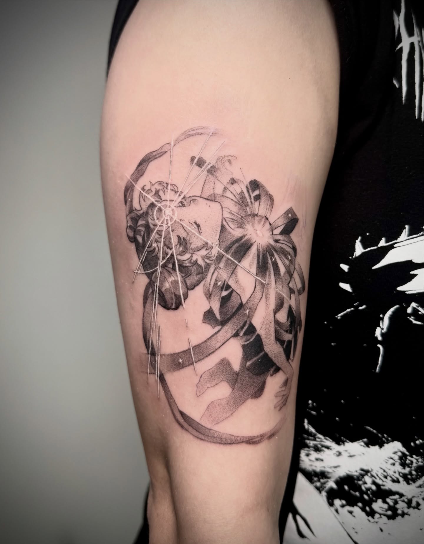 Abstract flower geometric tattoo on the forearm by Abrianna