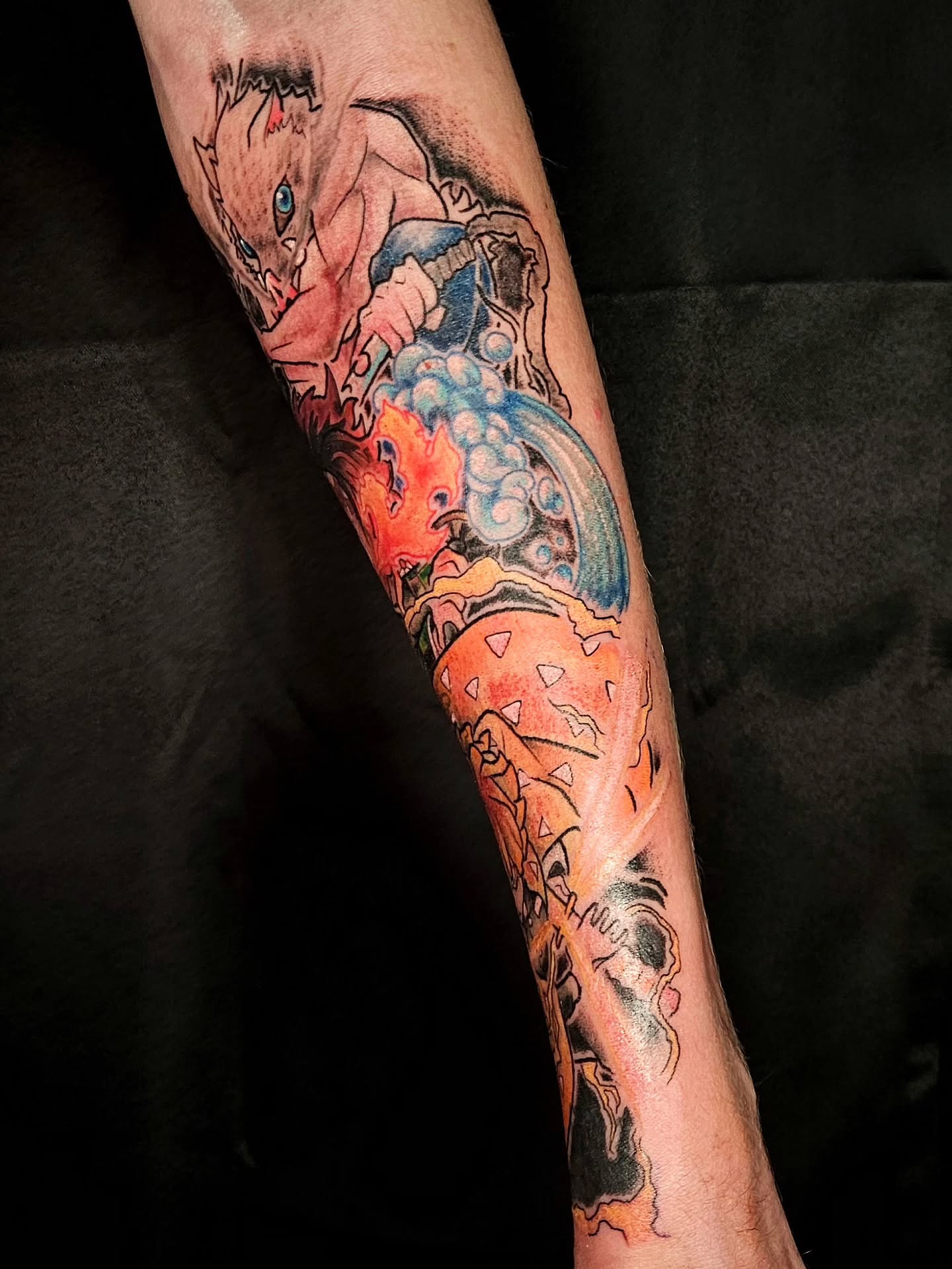 Dragon American traditional tattoo on the forearm by Damian Eames