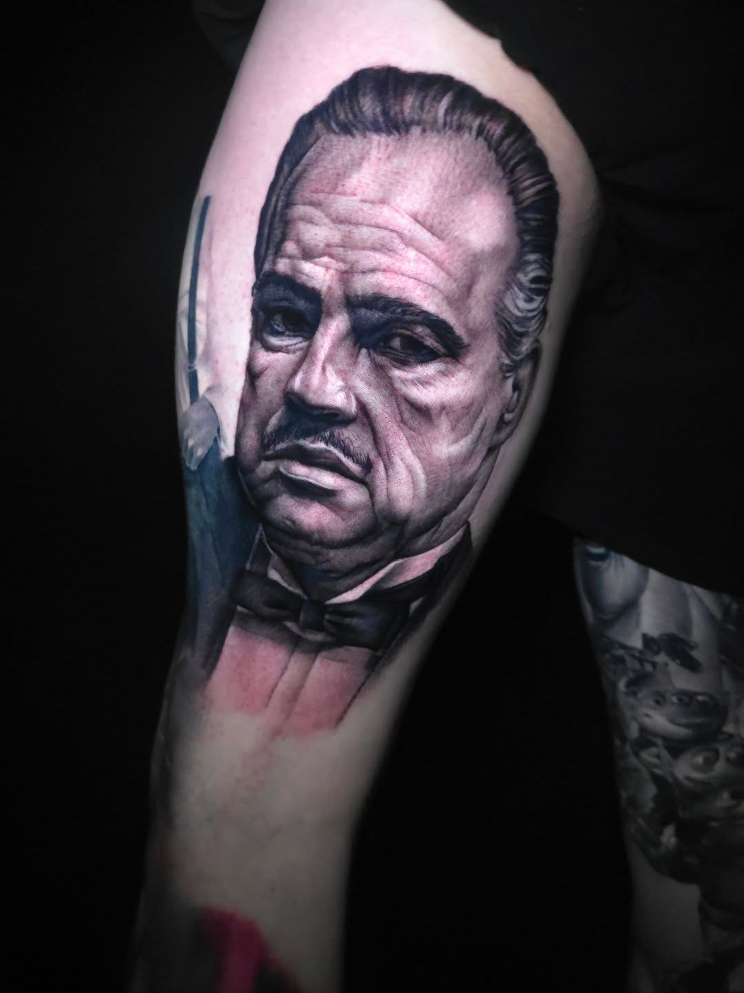 The godfather realism tattoo on the forearm by Joseph J Tattooart Denver, Lakewood, Colorado
