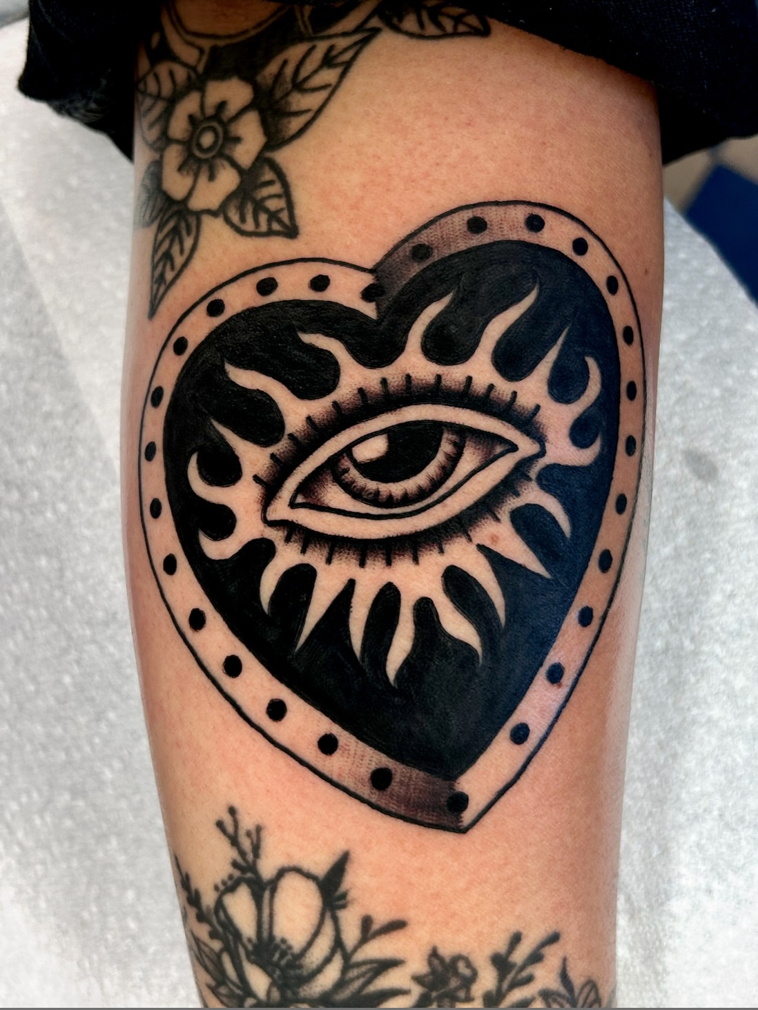 Eye within heart American traditional tattoo on the forearm by β π€ππ©π¦π©π’π β± β