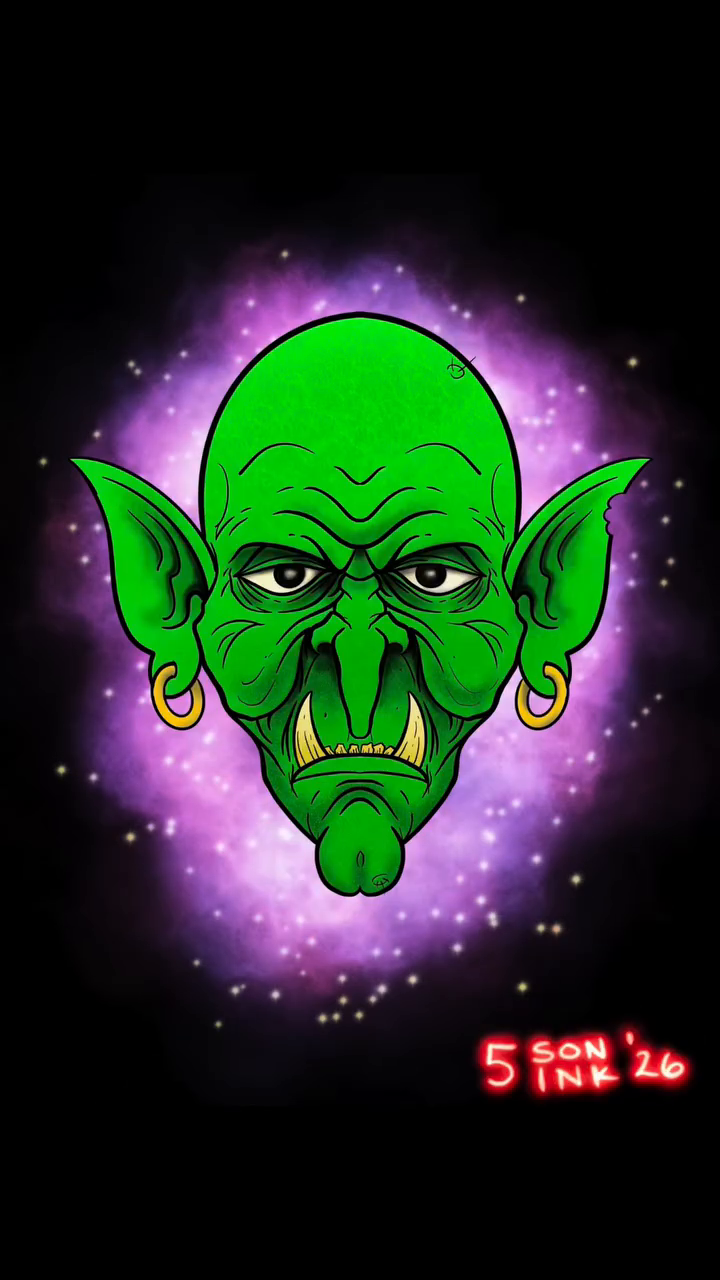 Goblin face new school tattoo by Justin Fiveson
