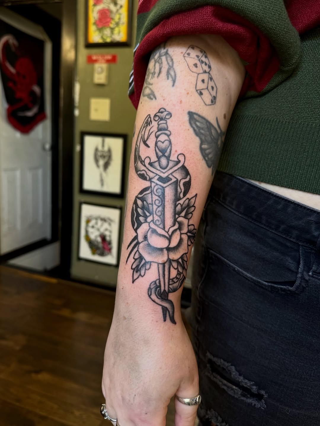 Tattoo by @lilmazetattoos — american_traditional, black_and_grey