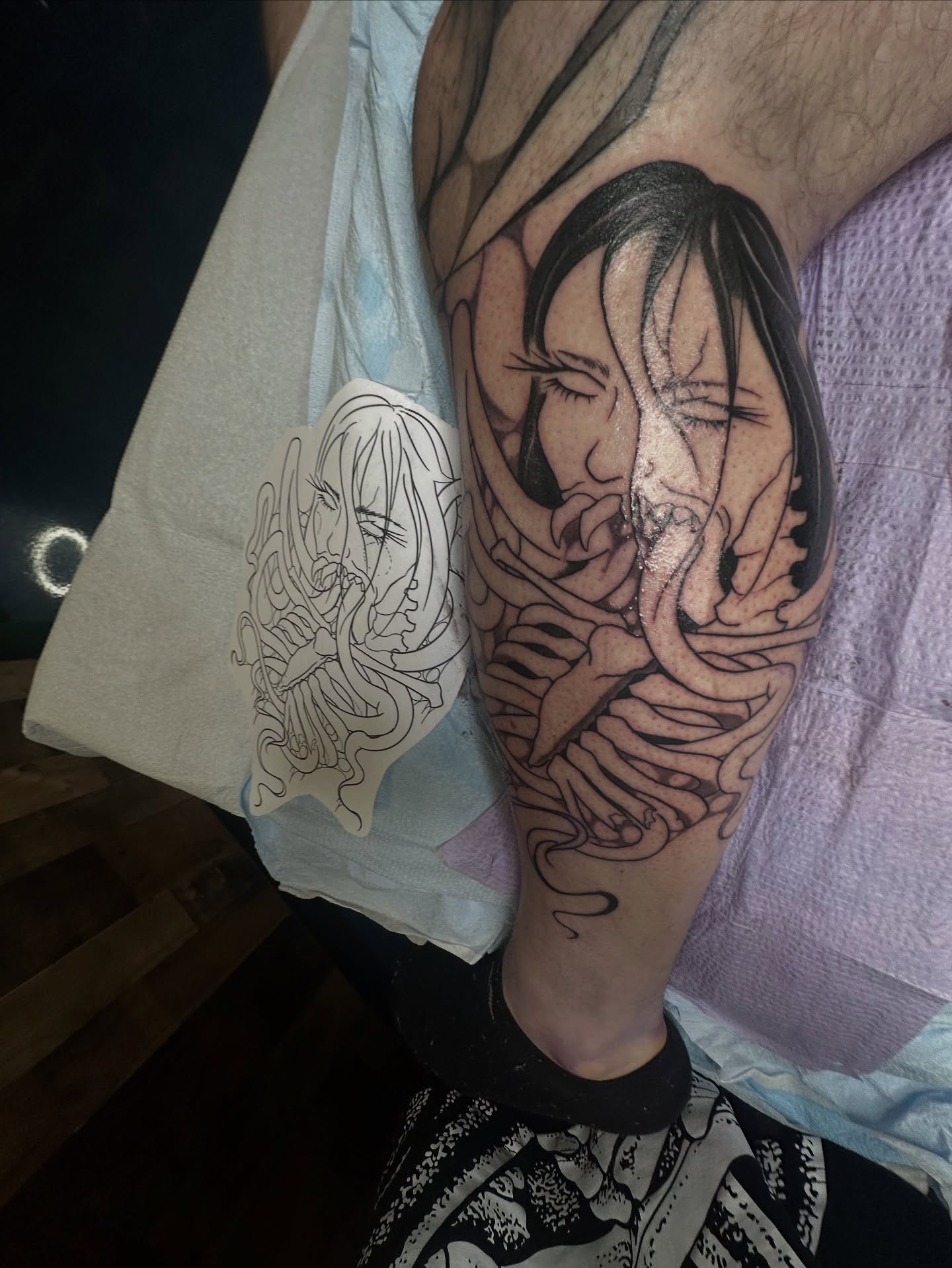 Woman anime tattoo on the forearm by Sam Minneci