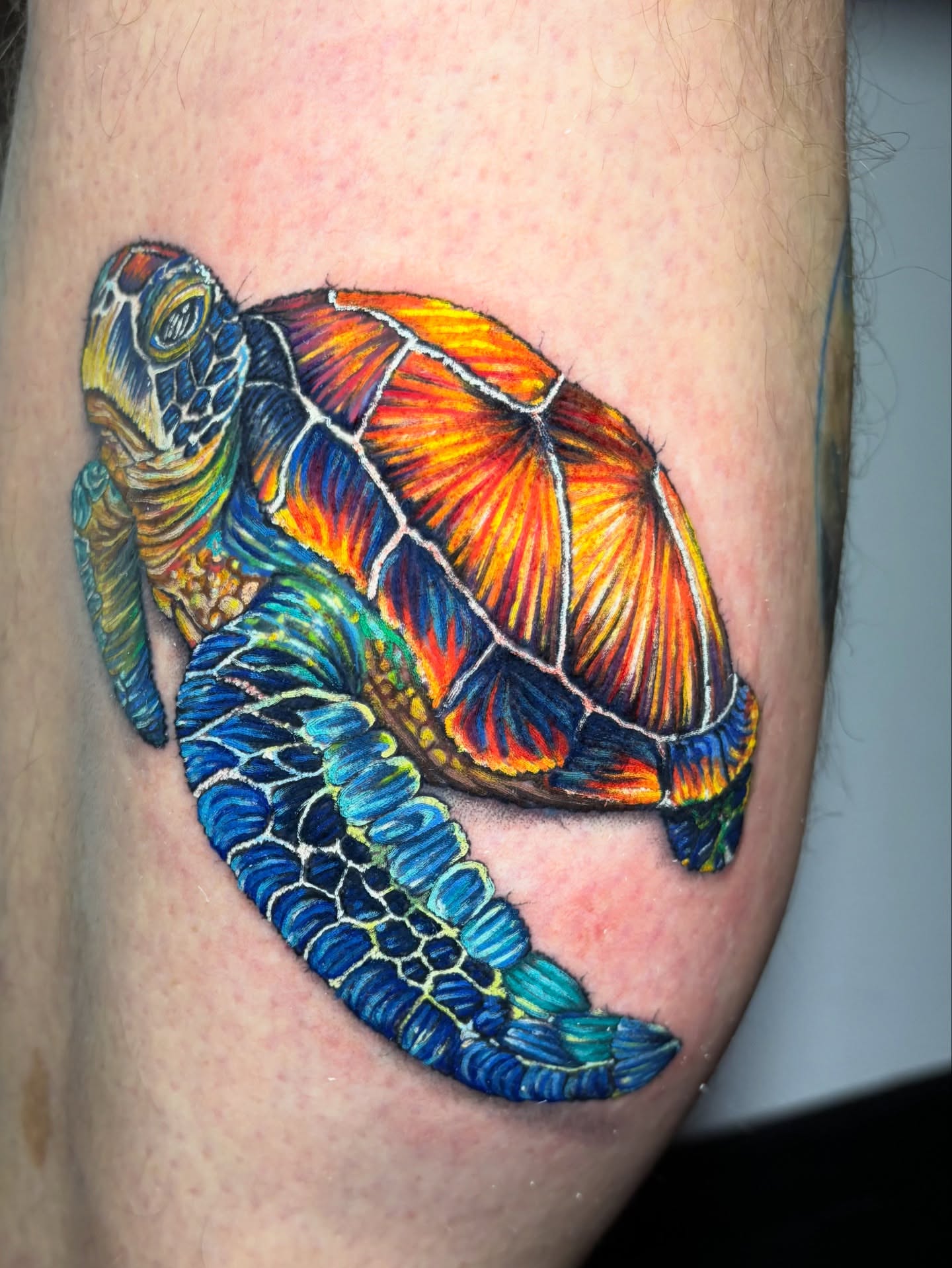 Turtle dotwork tattoo on the thigh by 𝕮𝖍𝖊𝖞𝖊𝖓𝖓𝖊