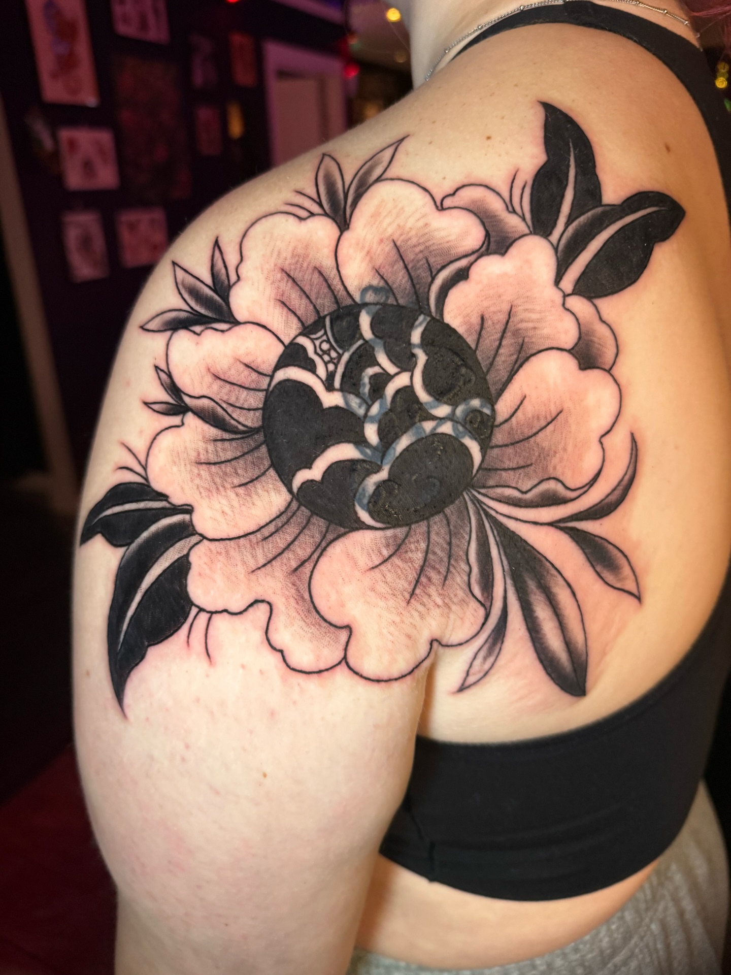 Tattoo by @rhiannontattoos — black_and_grey