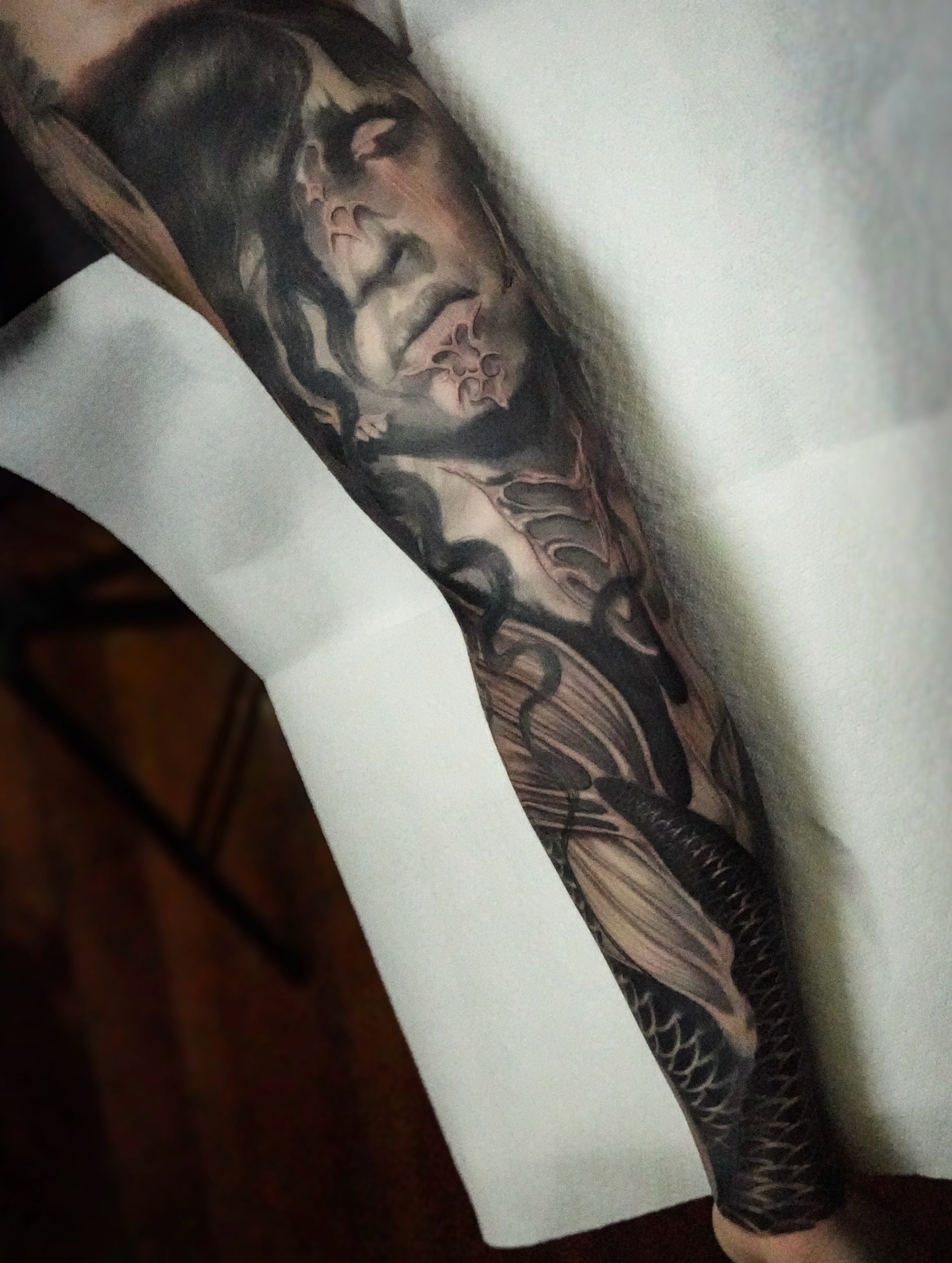 Tattoo by @sunseritattoo — black_and_grey, realism