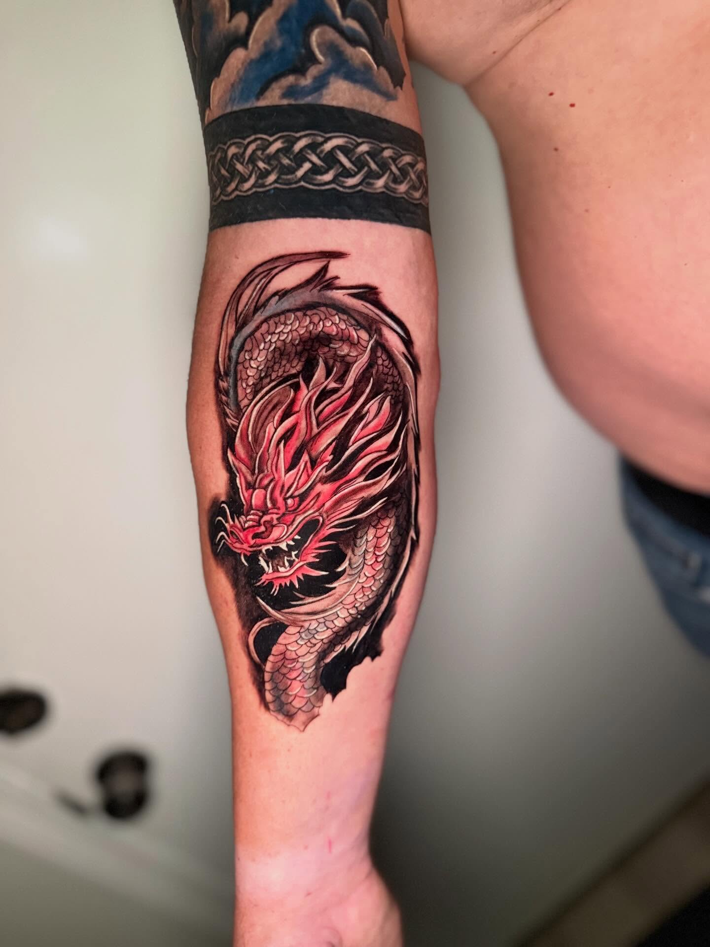 Dragon japanese irezumi tattoo on the forearm by dotMX