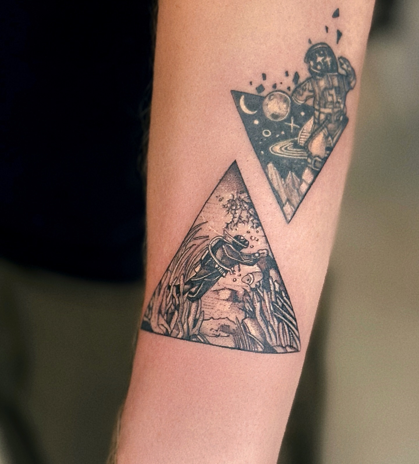 Tattoo by @mjtattoonyc — black_and_grey, geometric