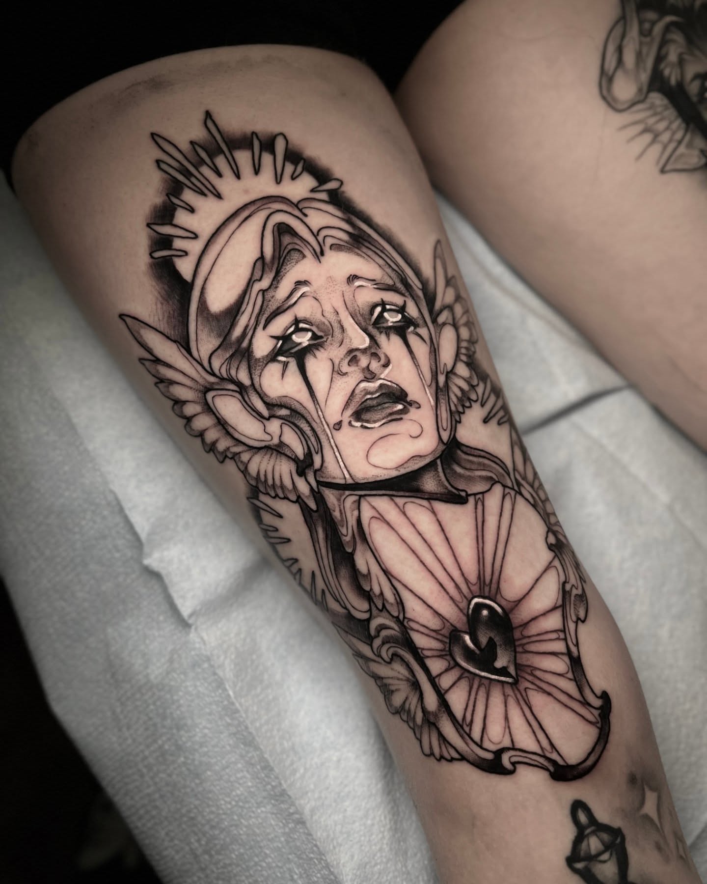 Angels realism tattoo on the forearm by Jen Love