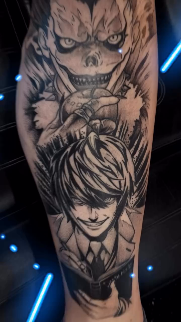 Death Note characters anime tattoo by Kyle Giffen - Tattoo Artist