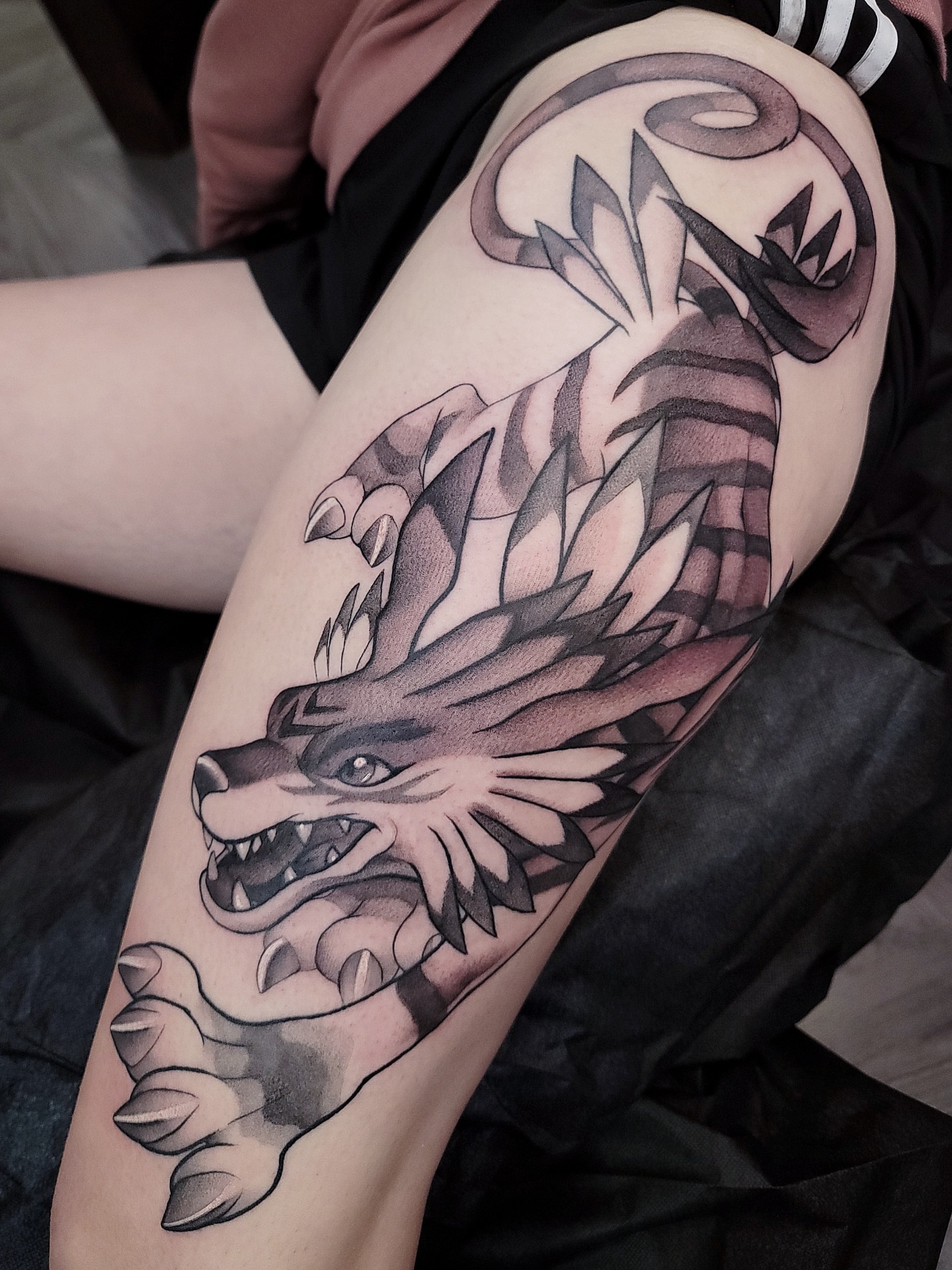 Tattoo by @scarpo — black_and_grey
