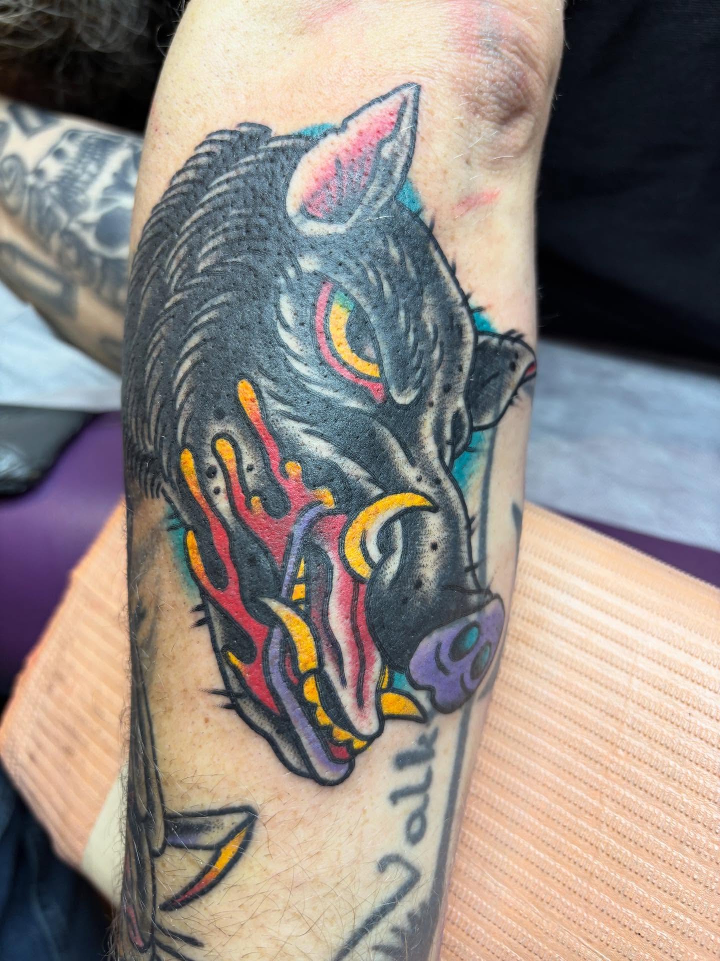 Tattoo by @hellbers — american_traditional, dotwork