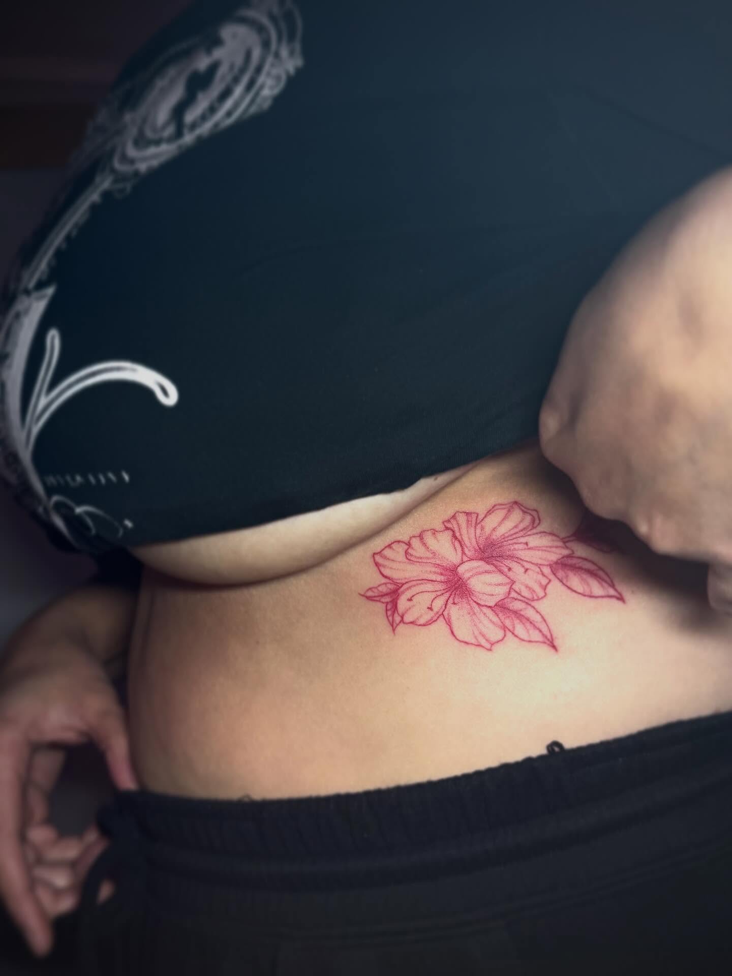 Flower dotwork tattoo on the back by abbie michelle