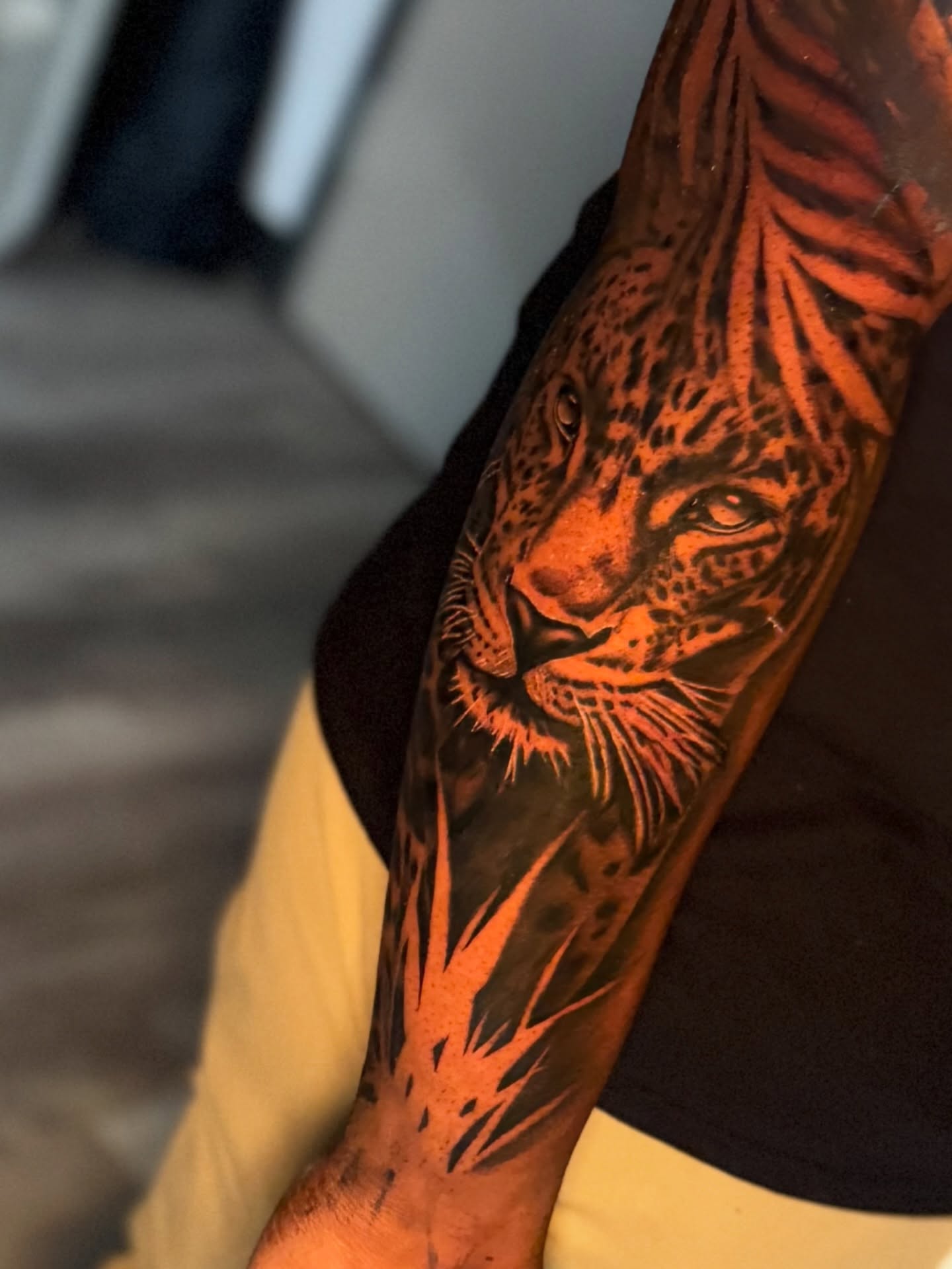Leopard realism tattoo on the forearm by Atlanta Tattoo Artist
