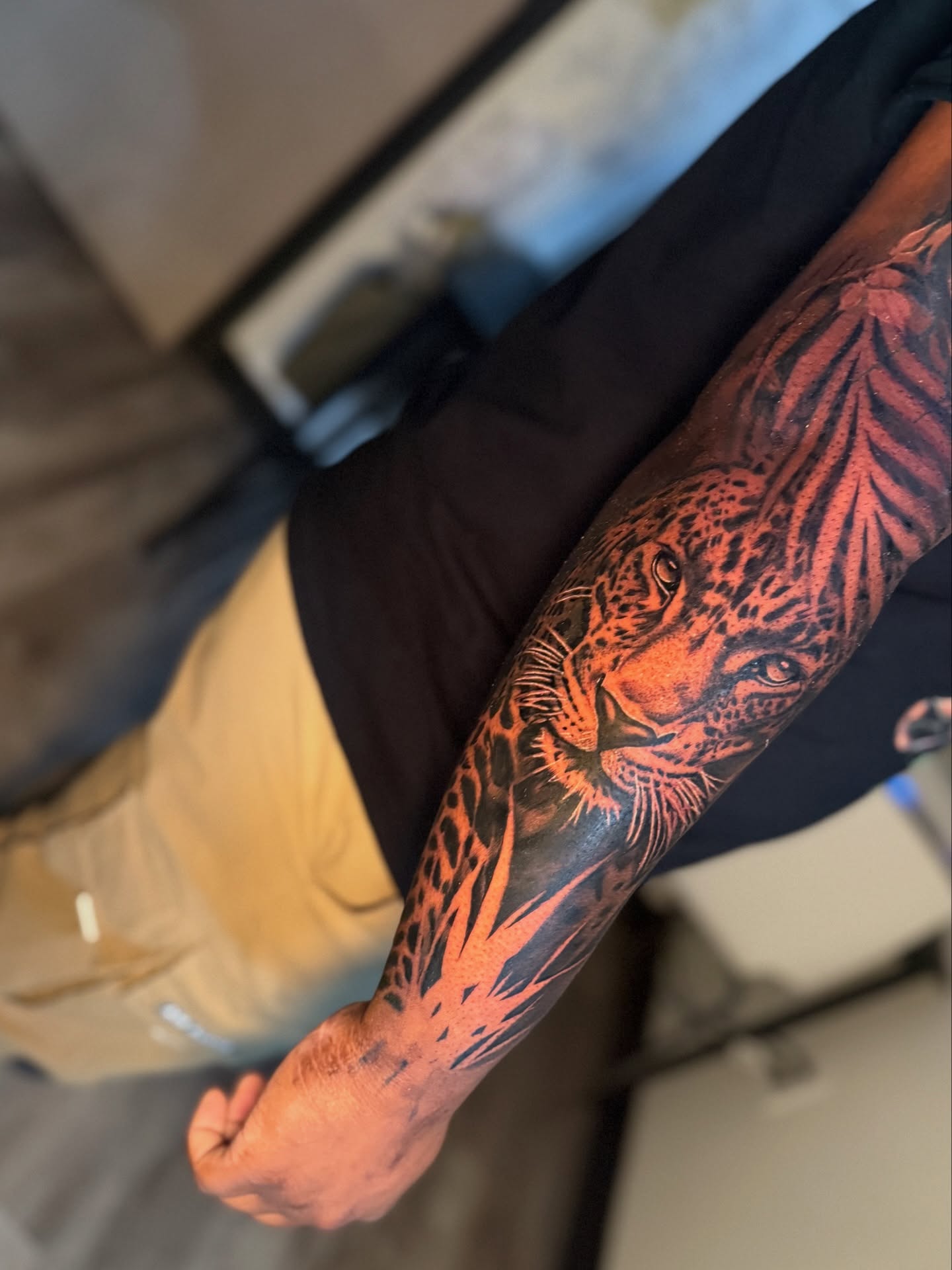 Leopard realism tattoo on the forearm by Atlanta Tattoo Artist