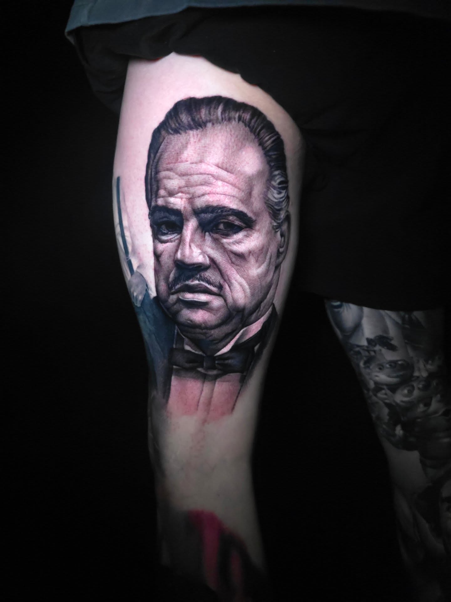 The godfather realism tattoo on the forearm by Joseph J Tattooart Denver, Lakewood, Colorado