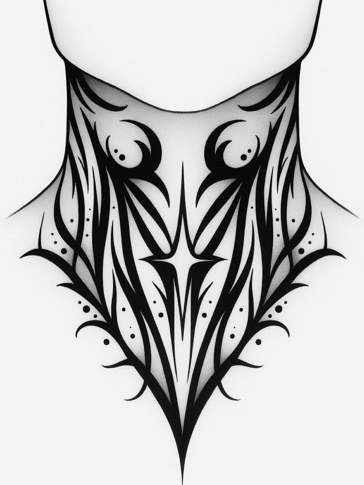 Tribal mask tribal tattoo on the chest by Ms Thick