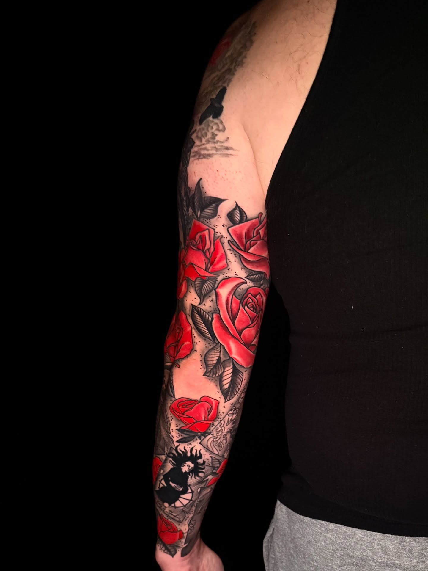 Tattoo by @amberbananafish — american_traditional, black_and_grey
