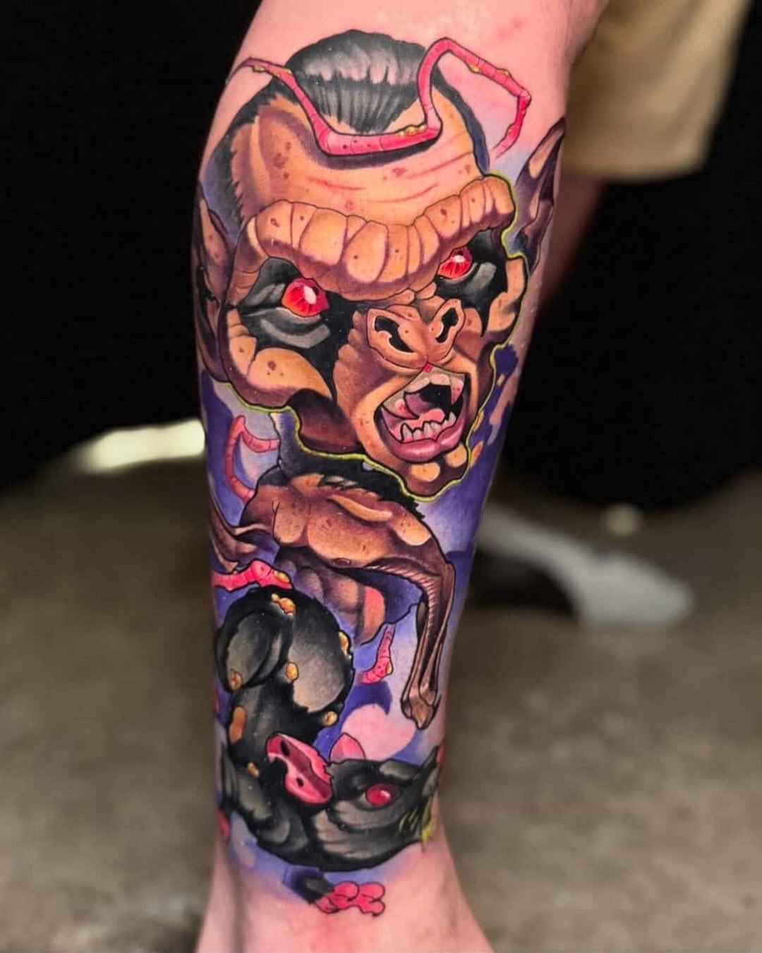 Bull American traditional tattoo on the forearm by BigTatty Kayne